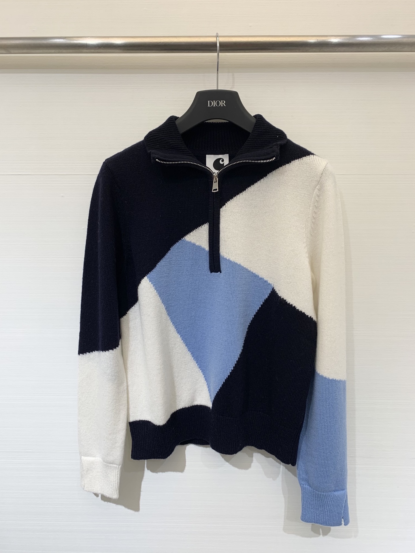 Sacai 25秋冬新款 撞色拼接半拉链针织长袖 多块拼接工艺 yb定制100%羊毛面料 亲肤舒适 两色