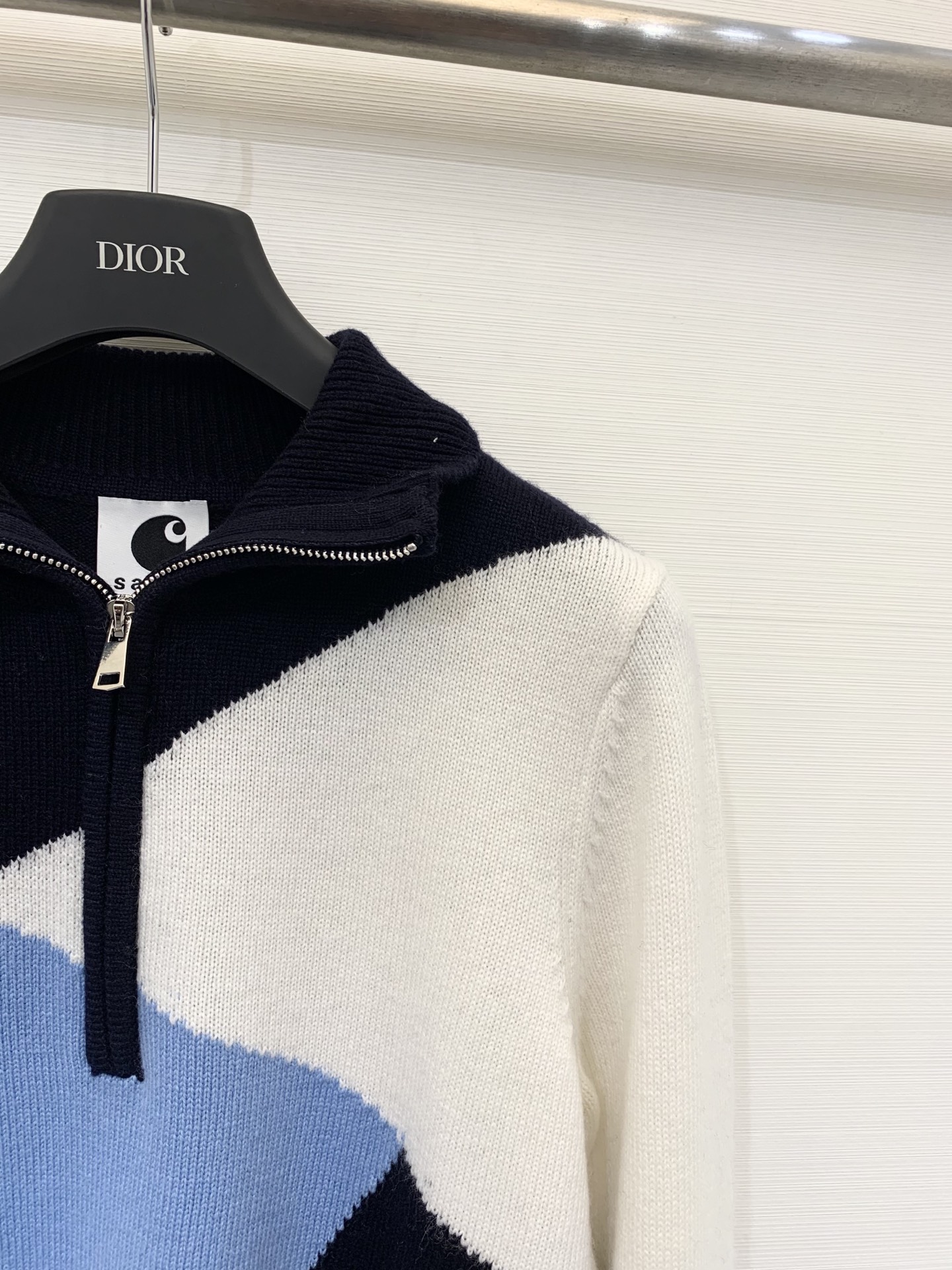 Sacai 25秋冬新款 撞色拼接半拉链针织长袖 多块拼接工艺 yb定制100%羊毛面料 亲肤舒适 两色