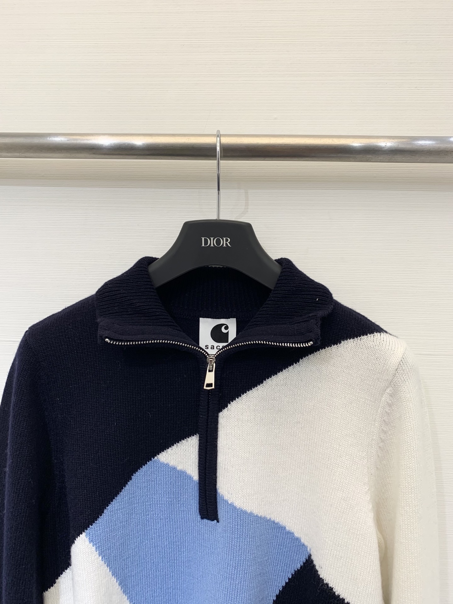 Sacai 25秋冬新款 撞色拼接半拉链针织长袖 多块拼接工艺 yb定制100%羊毛面料 亲肤舒适 两色