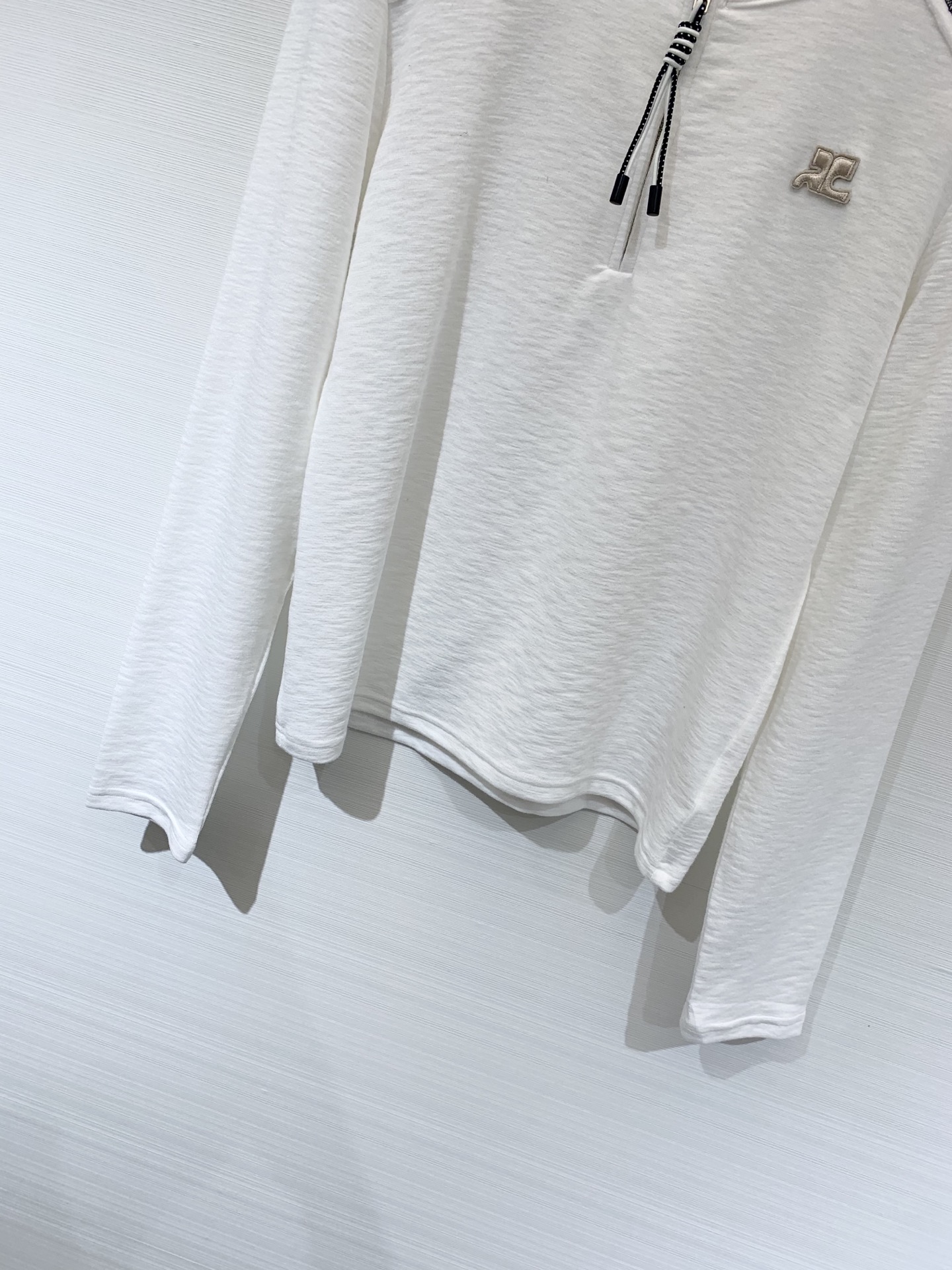 Courreges 25早秋新款 明线拼接半拉链长袖T恤 🉑当打底衫 早秋叠搭也很棒 经典简约单品 两色