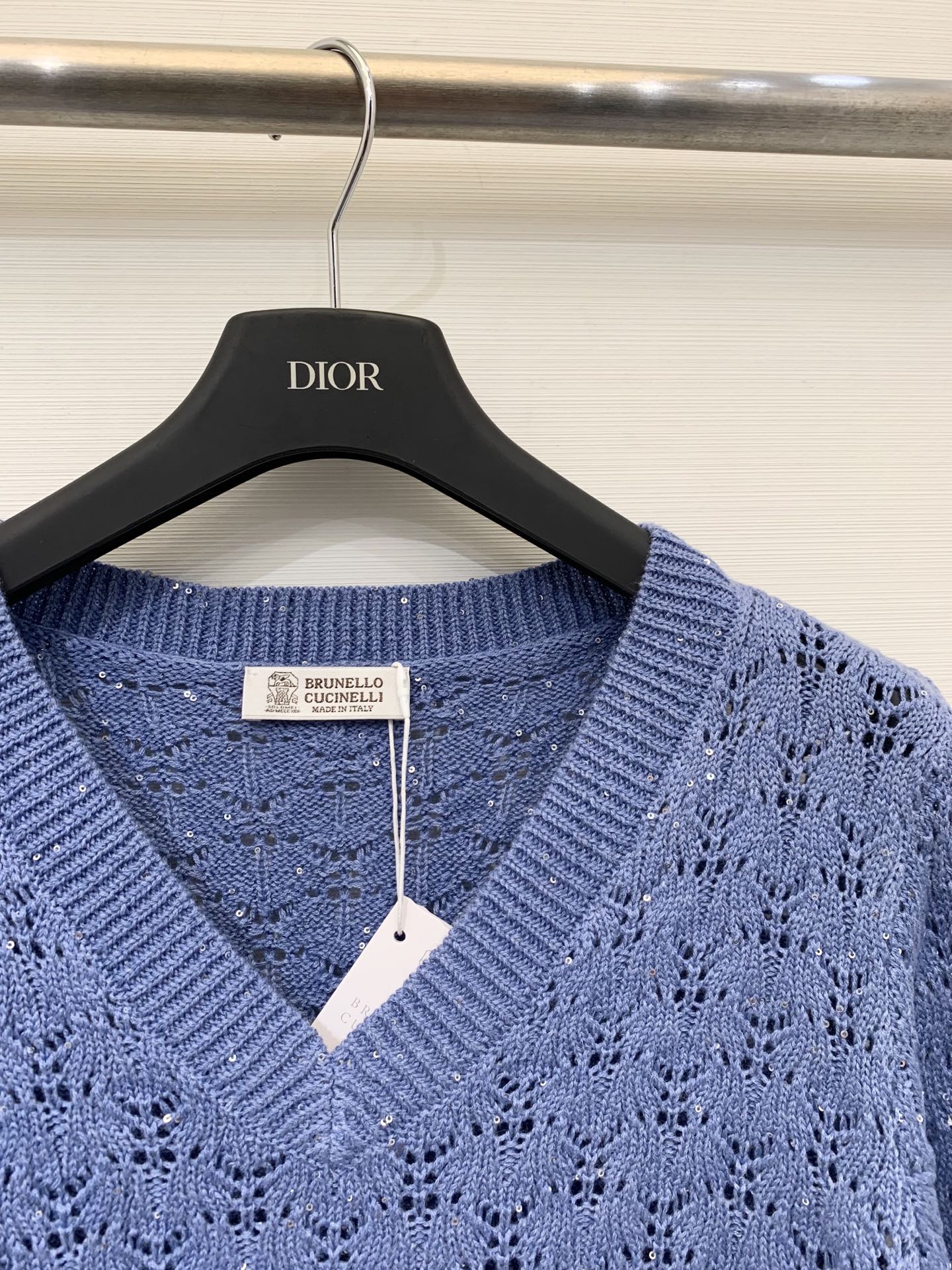 BC 25早秋新款 珠片镂空V领针织长袖 两色sml