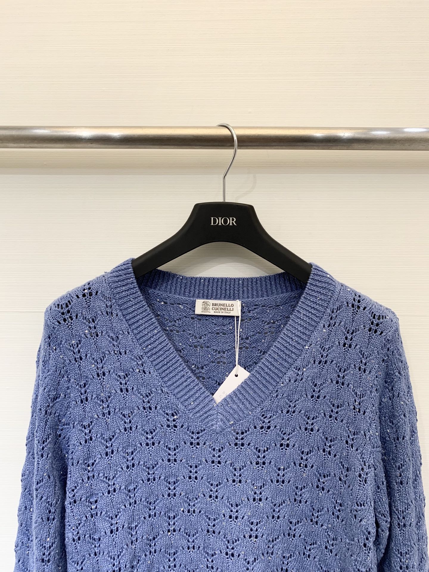 BC 25早秋新款 珠片镂空V领针织长袖 两色sml