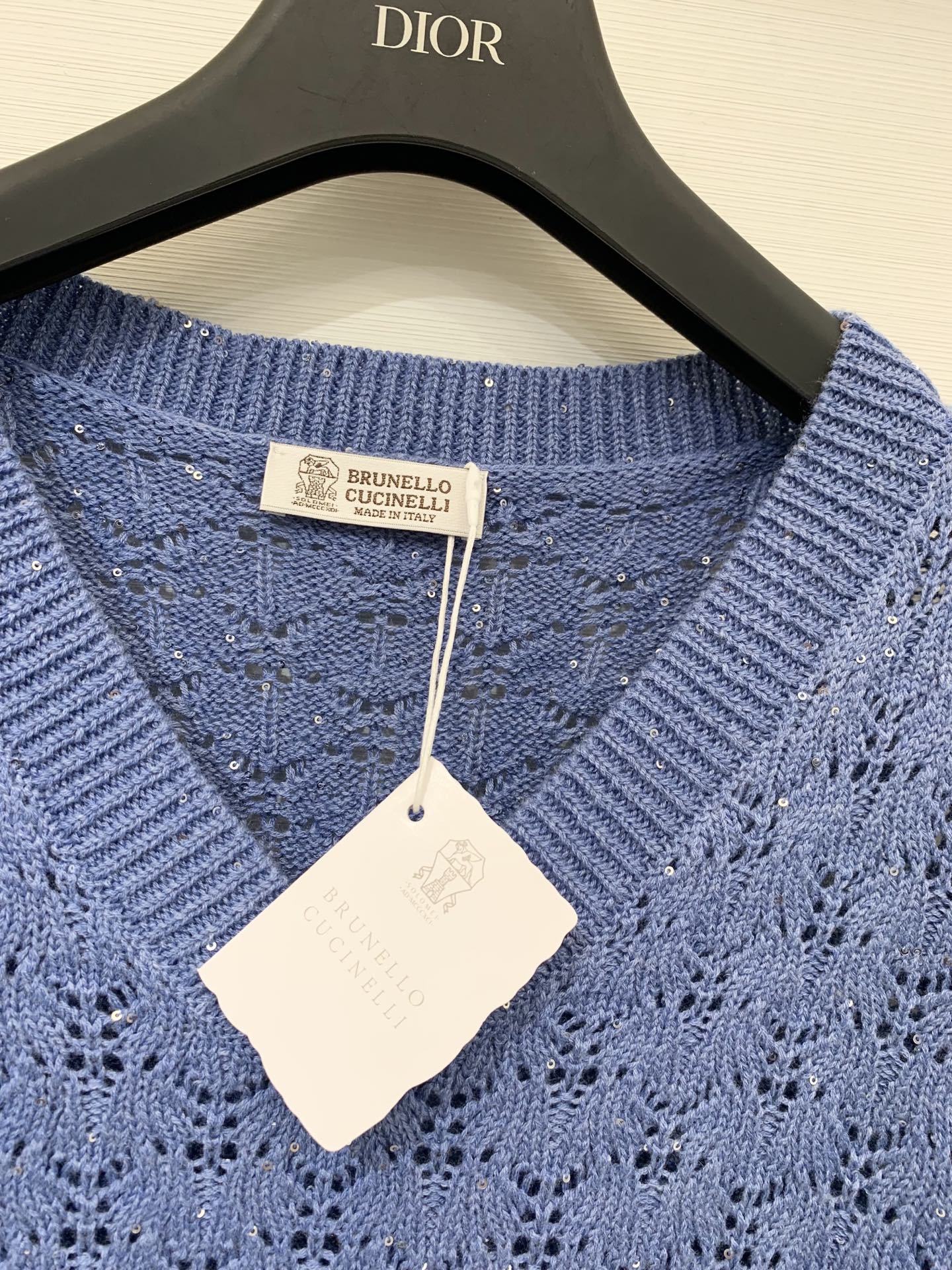 BC 25早秋新款 珠片镂空V领针织长袖 两色sml