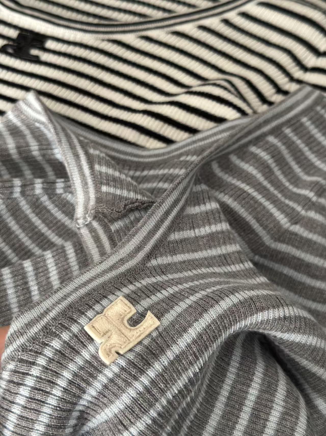 Courreges 25秋冬新款 大U领条纹打底衫 慵懒风十足 三色均码