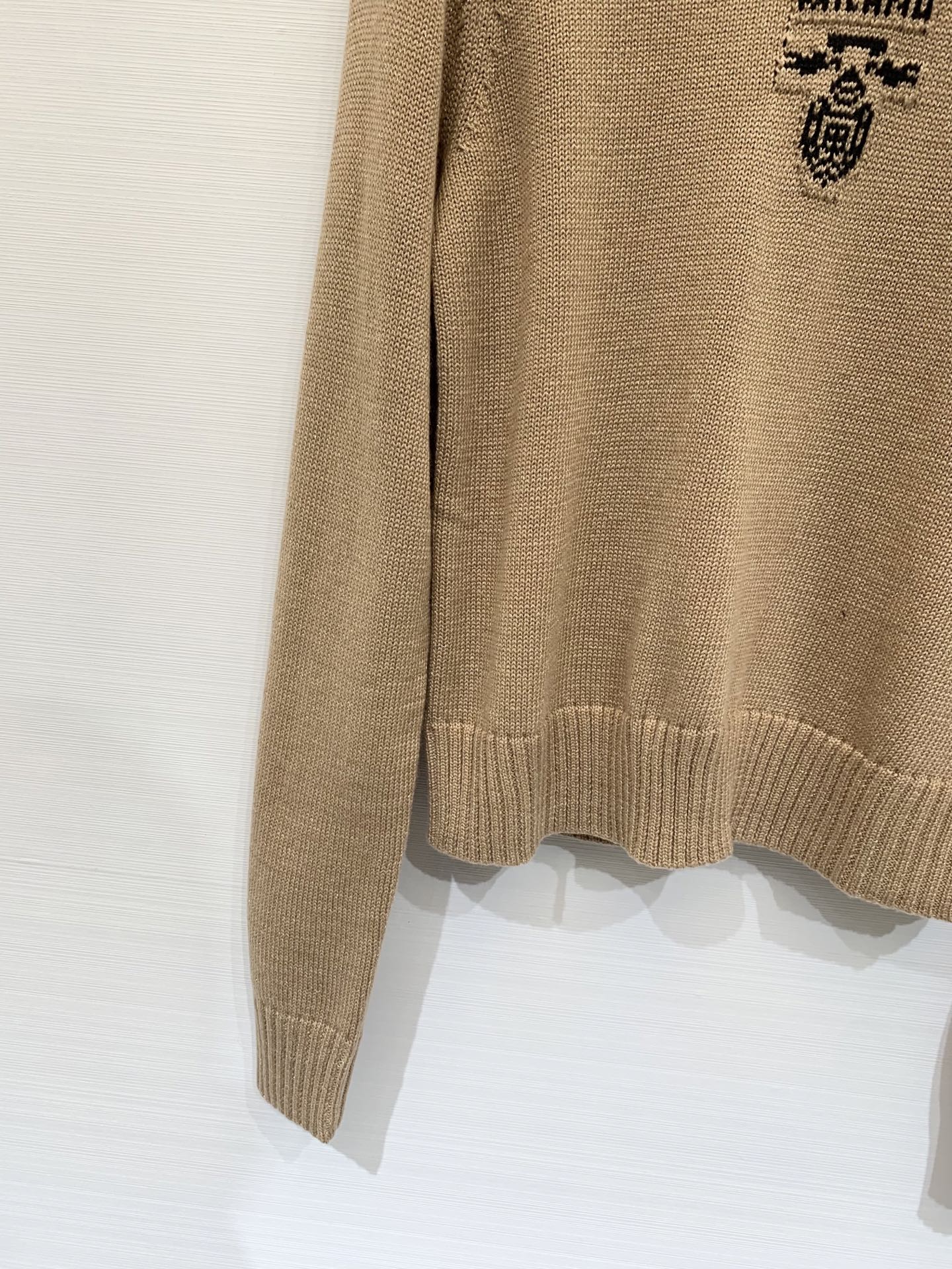 Prada 25秋冬新款 圆领提花LOGO针织长袖 100%羊毛 两色sml