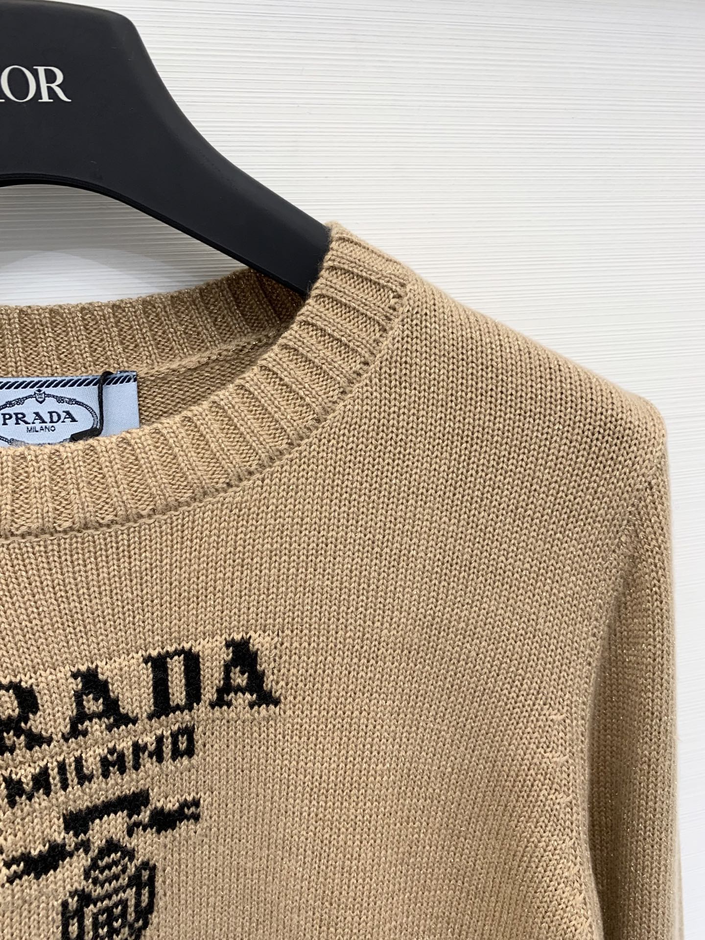 Prada 25秋冬新款 圆领提花LOGO针织长袖 100%羊毛 两色sml