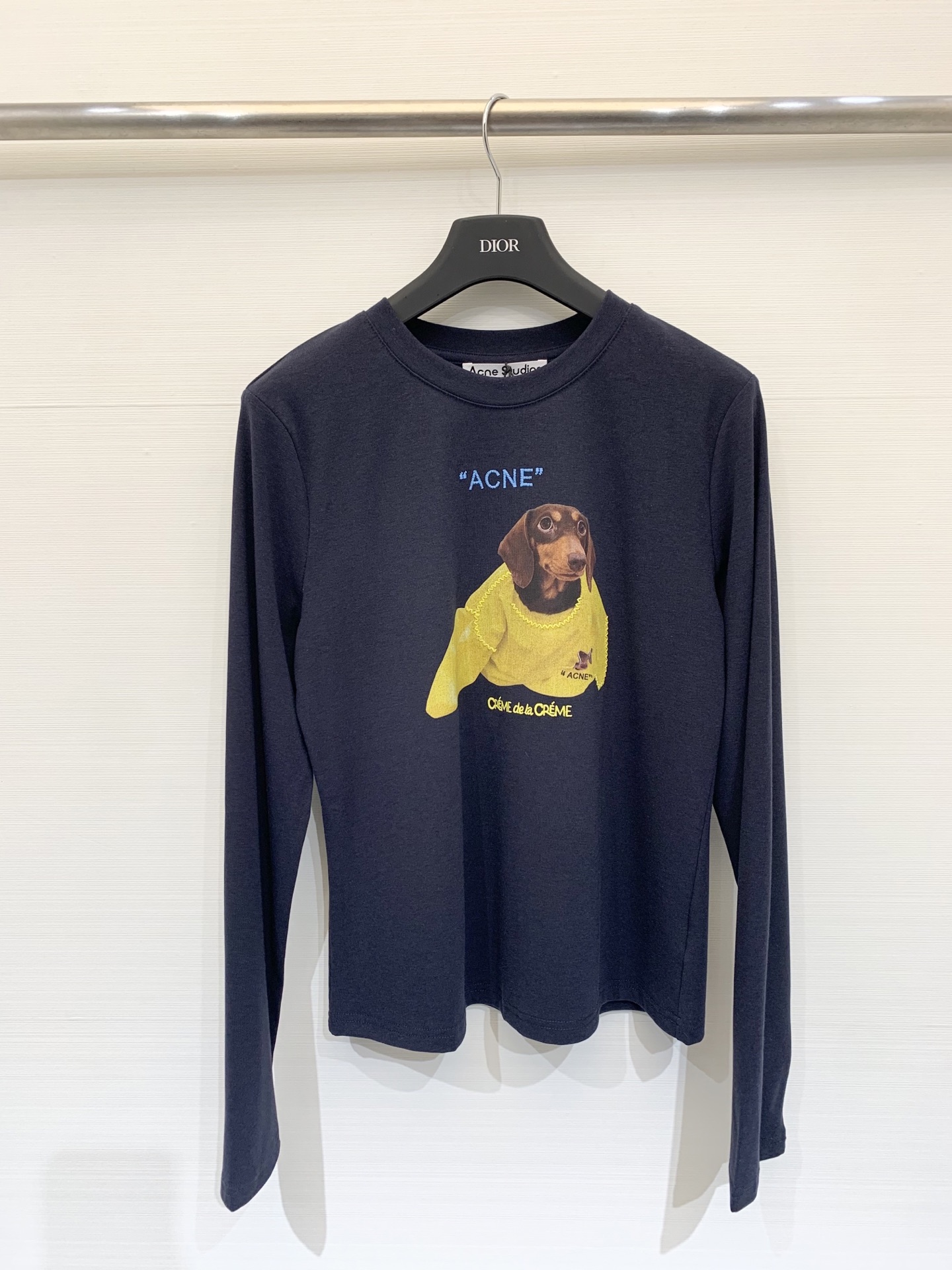 Acnestudios 25秋冬新款 腊肠犬印花圆领长袖T恤 休闲减龄爆款推荐 两色sm