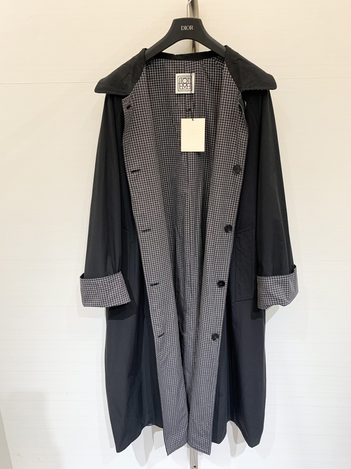 Toteme 25秋冬新款 复古简约斜纹格子双面穿风衣外套 正反面可穿 宽松直筒版型对身材包容性好 能营