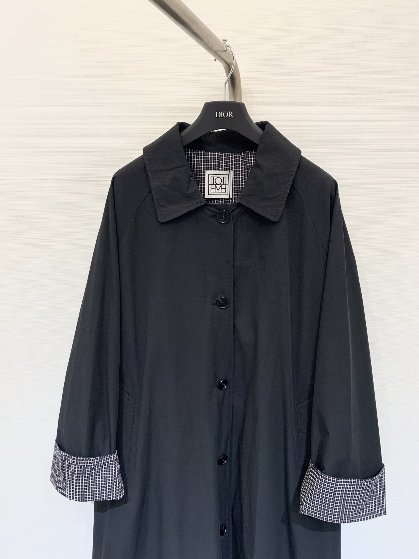 Toteme 25秋冬新款 复古简约斜纹格子双面穿风衣外套 正反面可穿 宽松直筒版型对身材包容性好 能营