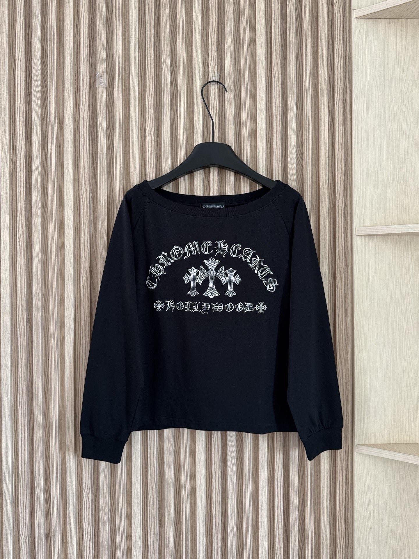 CH克罗心 秋冬新款 十字花烫钻长袖卫衣T恤长袖衫 两色sml