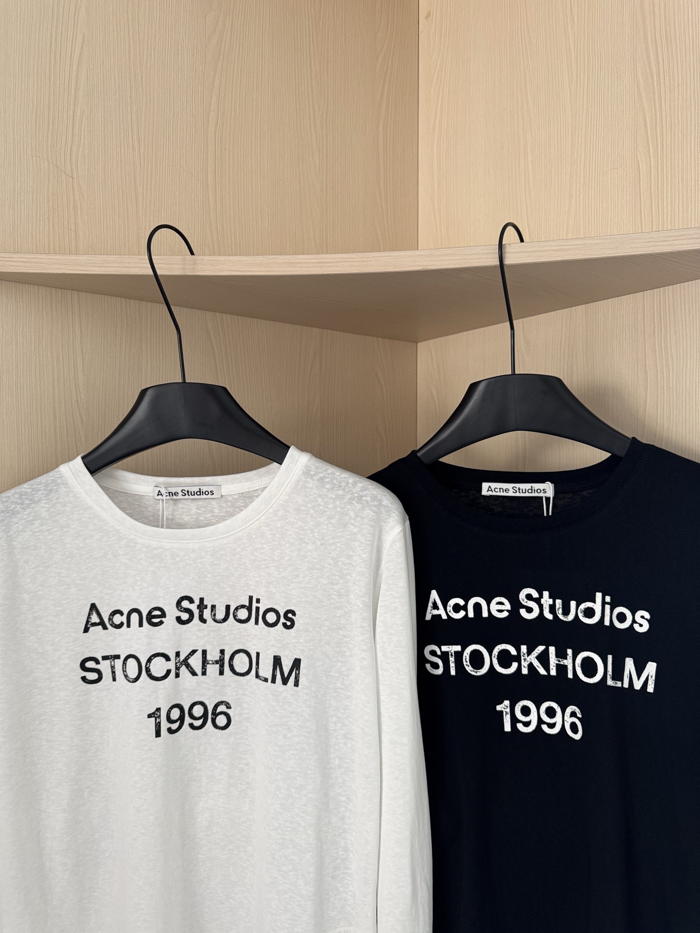Acnestudios 25秋冬新款 经典字母印花竹节棉长袖T恤 字母数字印花 一秒get纸片人 适合日
