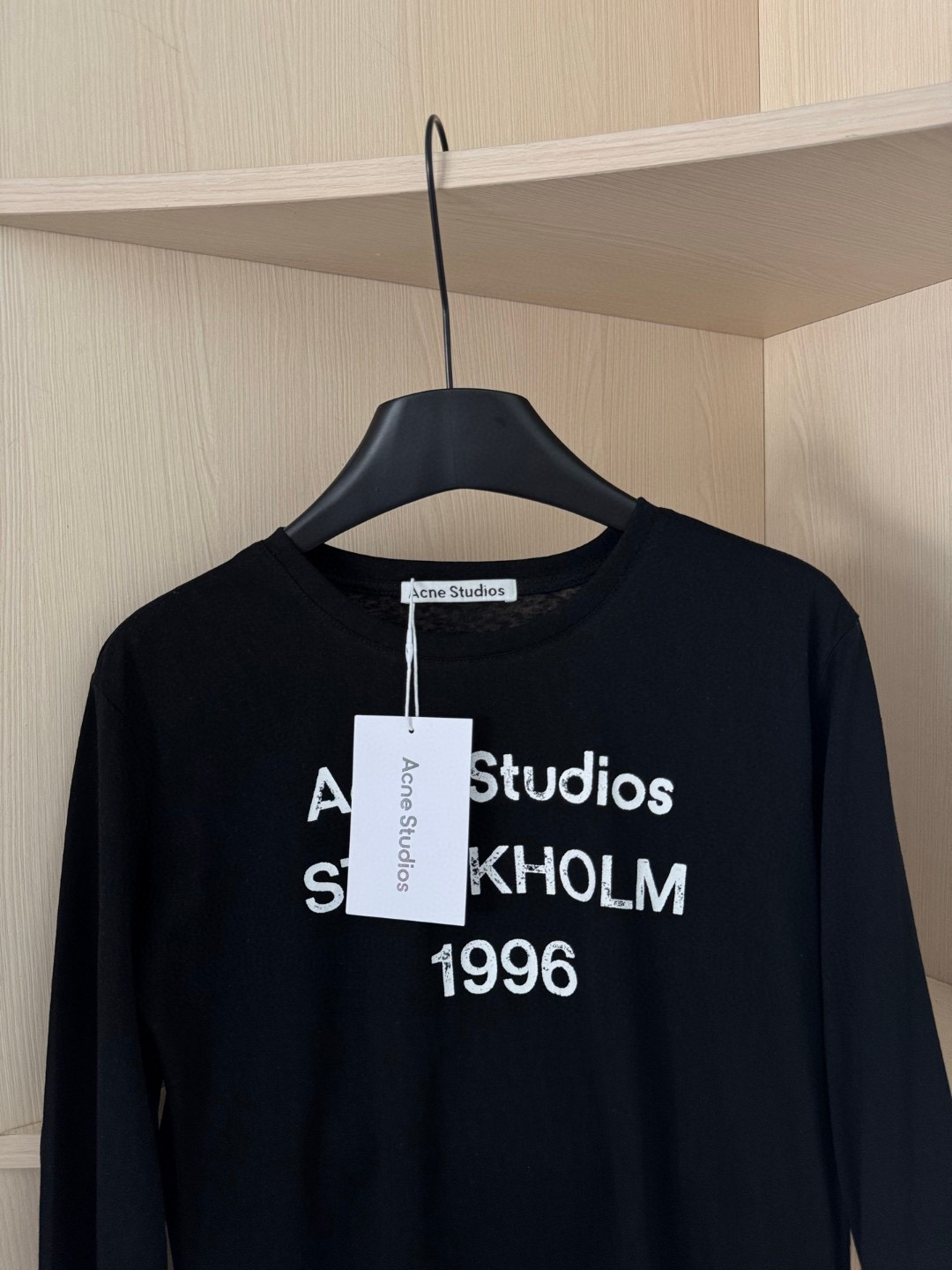 Acnestudios 25秋冬新款 经典字母印花竹节棉长袖T恤 字母数字印花 一秒get纸片人 适合日
