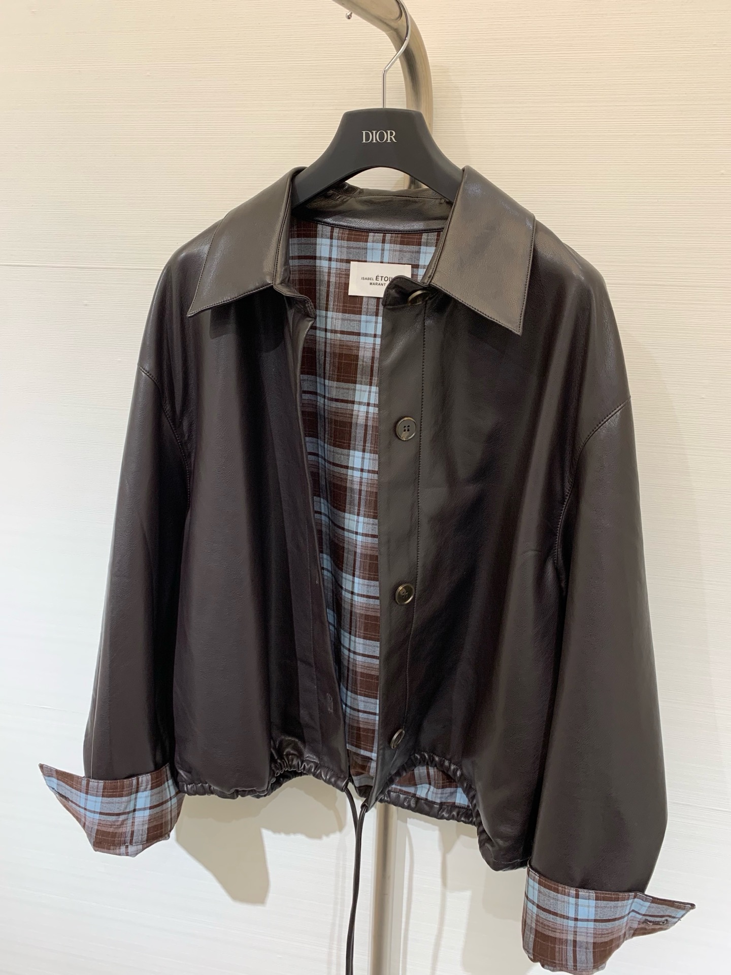 IsabelMarant 25早秋新款🆕 复古翻领收腰皮夹克/外套 内里复古格纹工艺简直是叠穿神器 外层