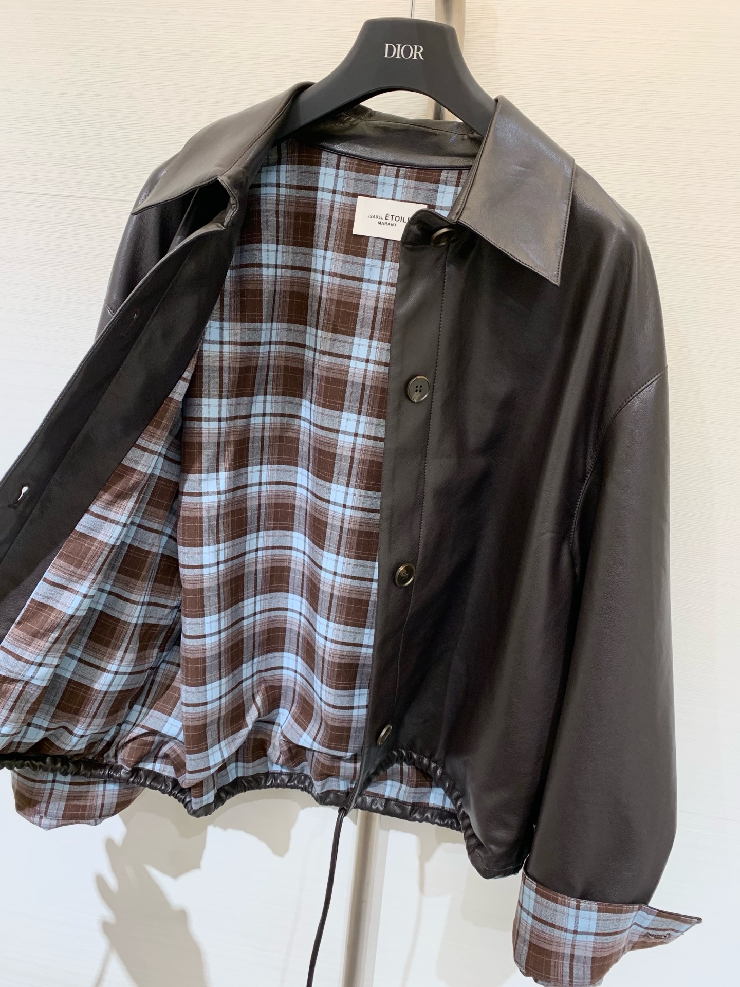 IsabelMarant 25早秋新款🆕 复古翻领收腰皮夹克/外套 内里复古格纹工艺简直是叠穿神器 外层