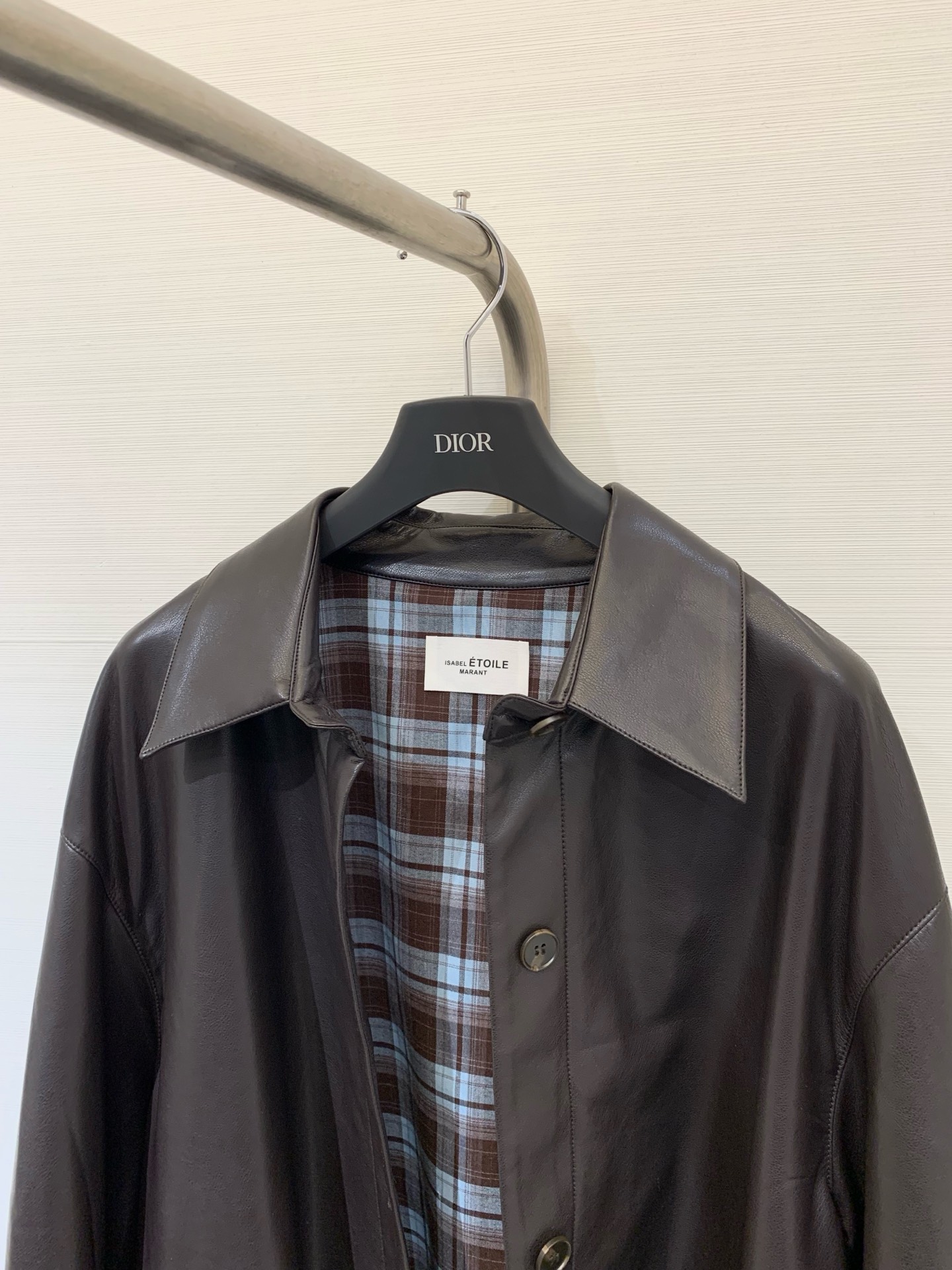 IsabelMarant 25早秋新款🆕 复古翻领收腰皮夹克/外套 内里复古格纹工艺简直是叠穿神器 外层