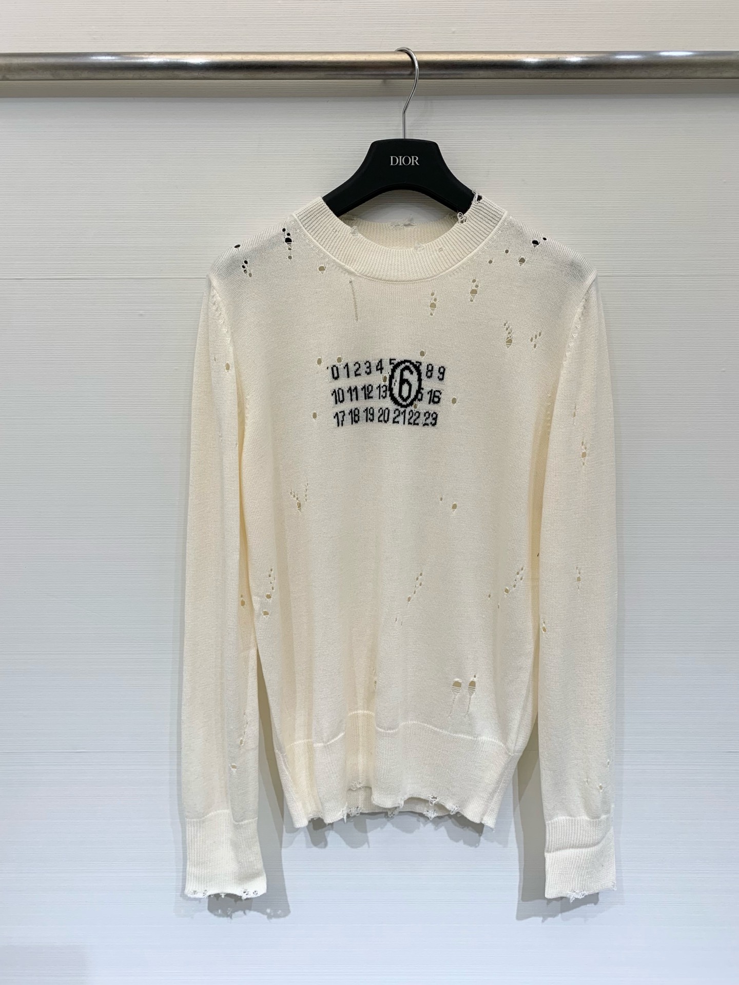 NO:544218,MM6 new autumn and winter digital jacquard old wool knitted sweater two-color sml, masion margiela, sweaters, alexander wang19860909MM6 秋冬新款 数字提花做旧破洞羊毛针织毛衣 两色sml,,masion margiela,sweaters,alexander wang,Women's clothing