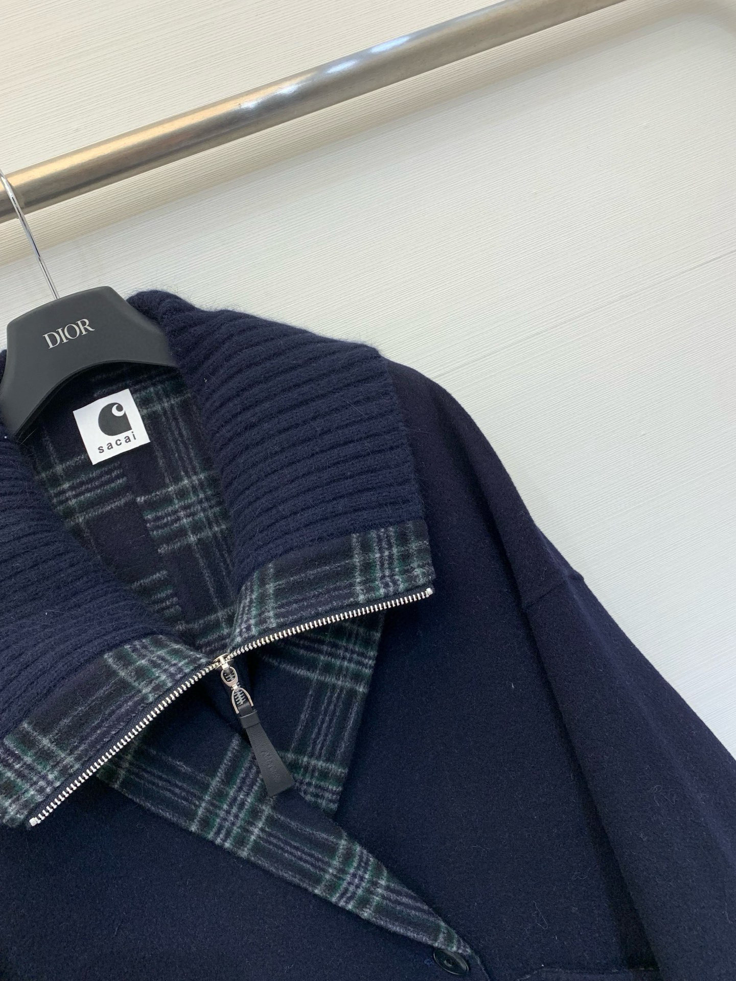 Sacai 25秋冬新品 两件套设计双面羊毛大衣 马甲➕双排扣大衣设计 休闲高级穿搭 经典H宽松版型 品