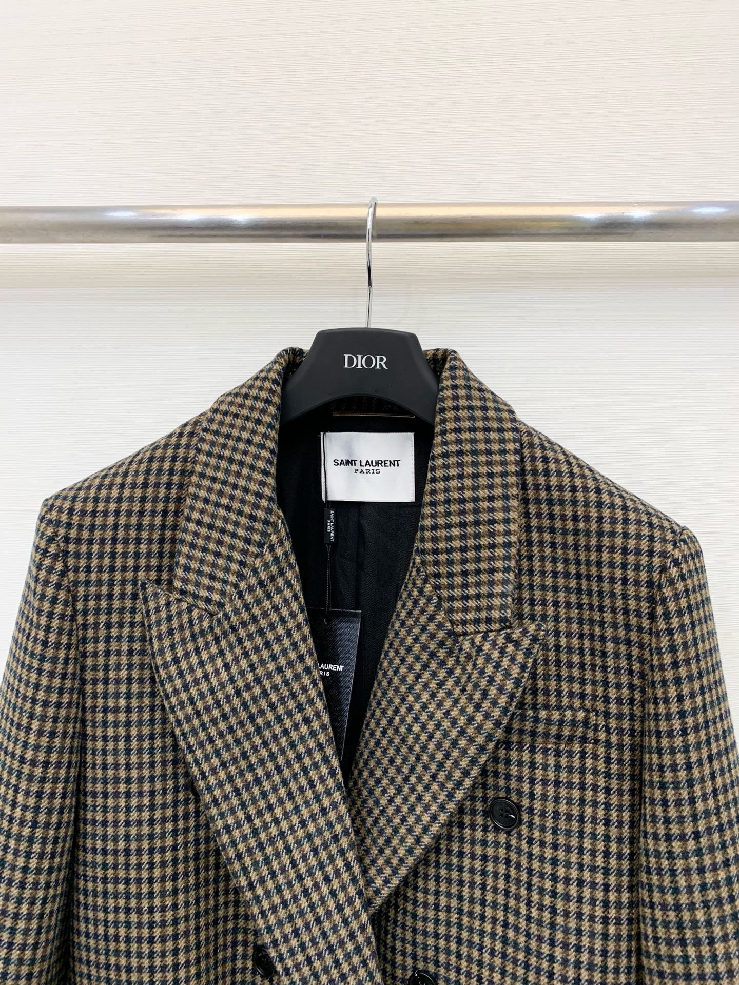 YSL 25秋冬新款 复古格纹羊毛西服外套 经典的羊毛千鸟格纹 复古有质感 廓形立体剪裁 妥妥的大女主风