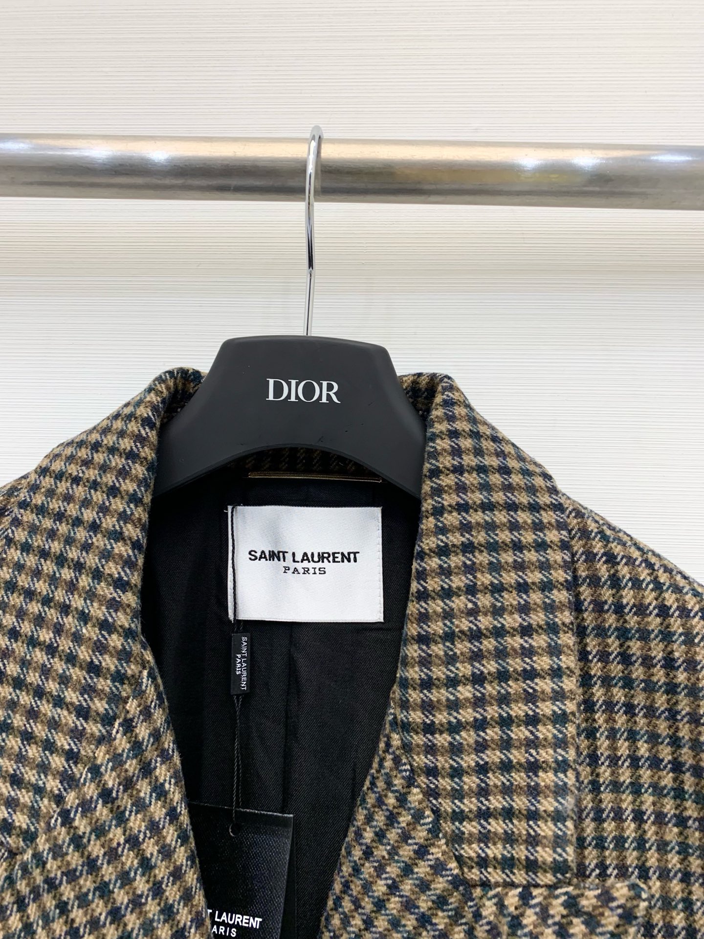 YSL 25秋冬新款 复古格纹羊毛西服外套 经典的羊毛千鸟格纹 复古有质感 廓形立体剪裁 妥妥的大女主风