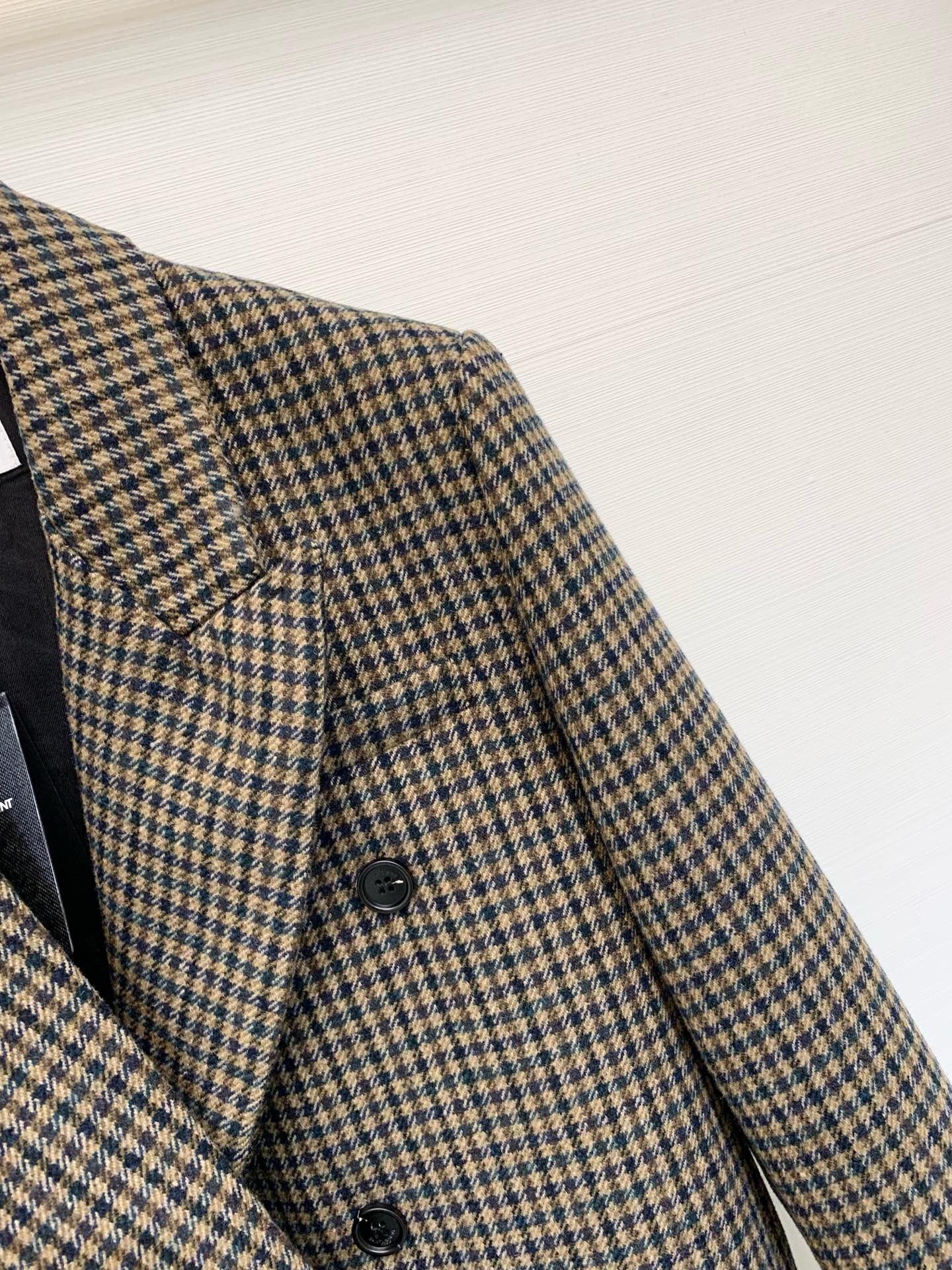 YSL 25秋冬新款 复古格纹羊毛西服外套 经典的羊毛千鸟格纹 复古有质感 廓形立体剪裁 妥妥的大女主风