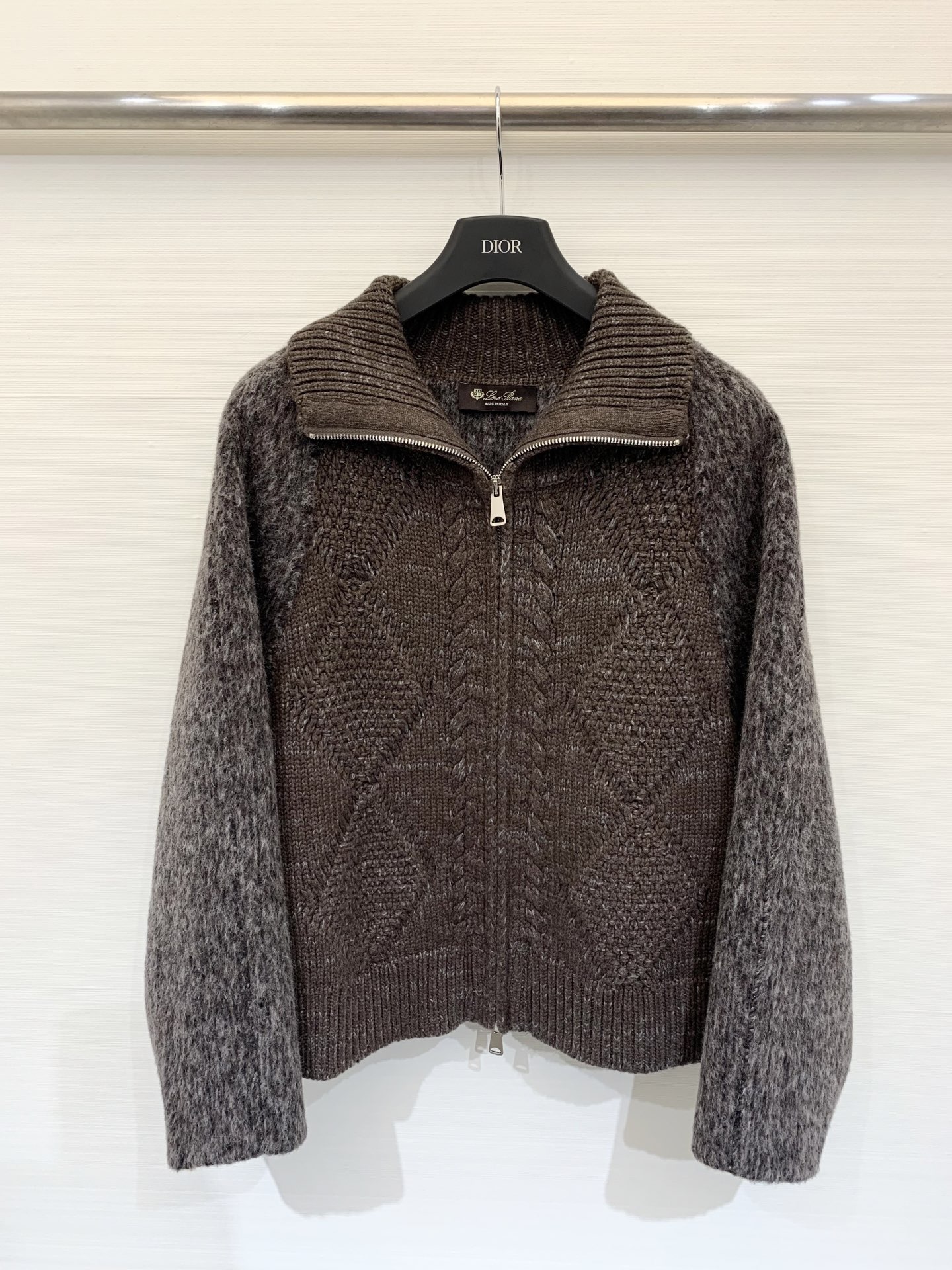 LP 秋冬新款 翻领针织拼羊毛呢外套 定制10%羊绒90%羊毛面料 针织采用扭花工艺 雪花纱全毛的面料 