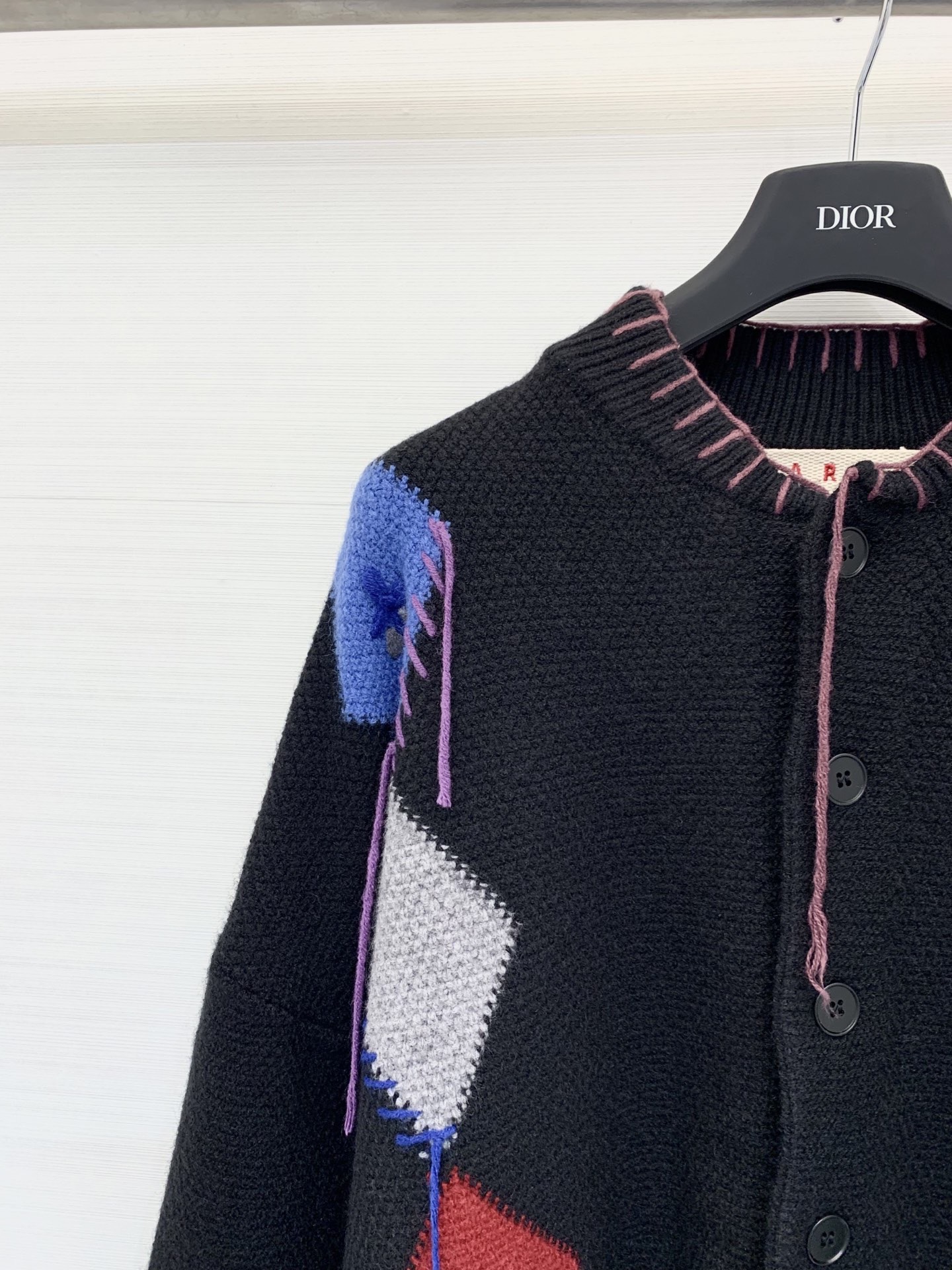 Marni 25秋冬新款 菱格流苏毛织开衫 彩色菱格➕明线缝制➕流苏设计 超有个性 两色均码