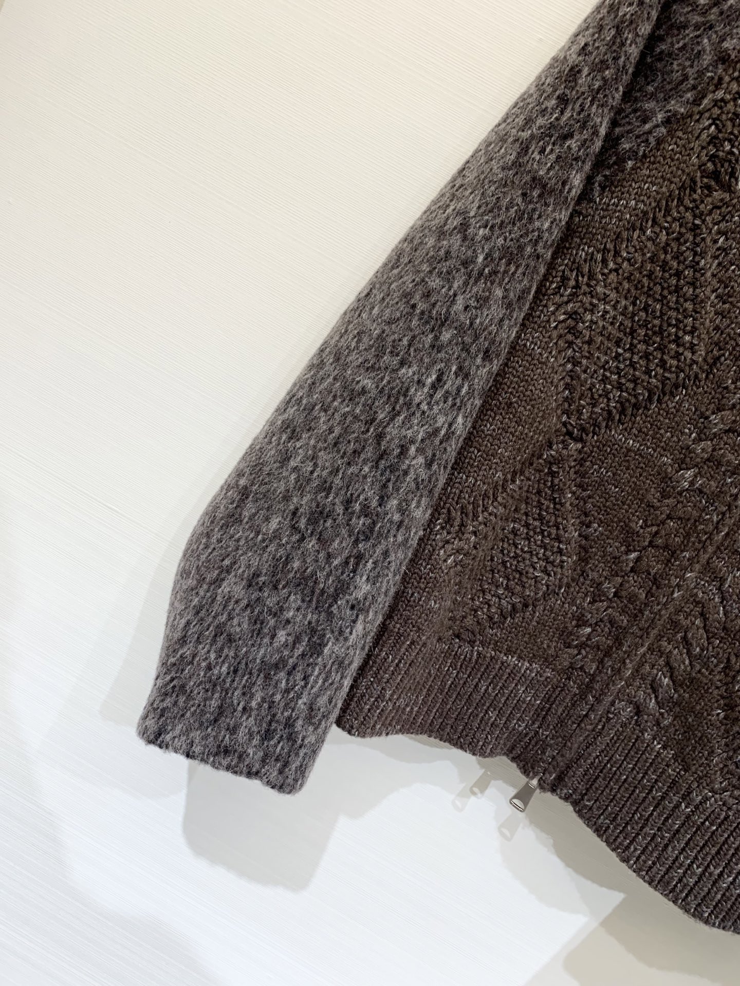 LP 秋冬新款 翻领针织拼羊毛呢外套 定制10%羊绒90%羊毛面料 针织采用扭花工艺 雪花纱全毛的面料 