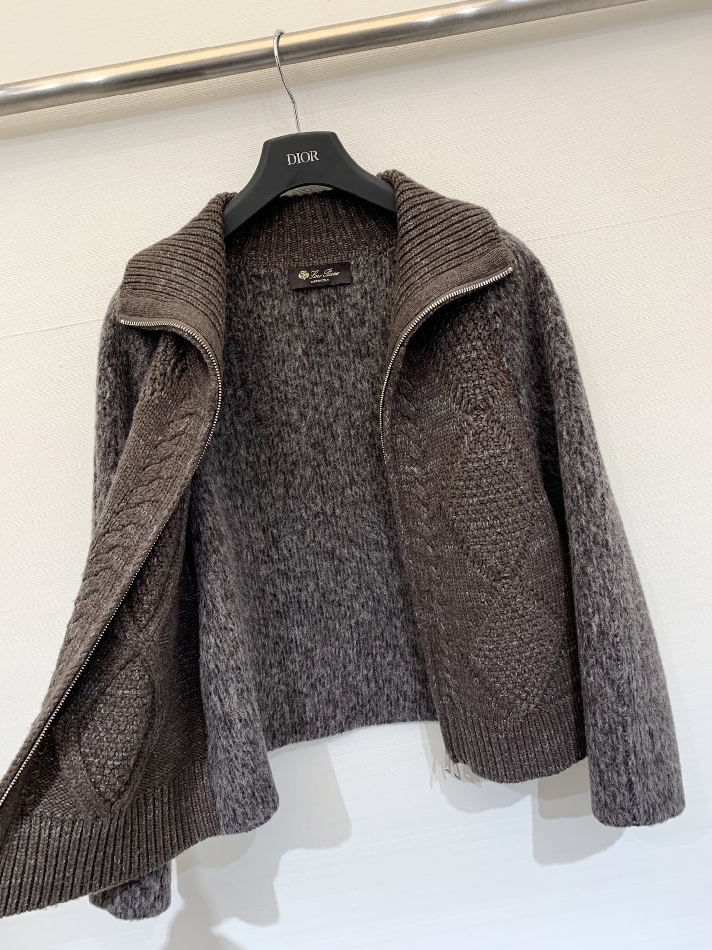 LP 秋冬新款 翻领针织拼羊毛呢外套 定制10%羊绒90%羊毛面料 针织采用扭花工艺 雪花纱全毛的面料 