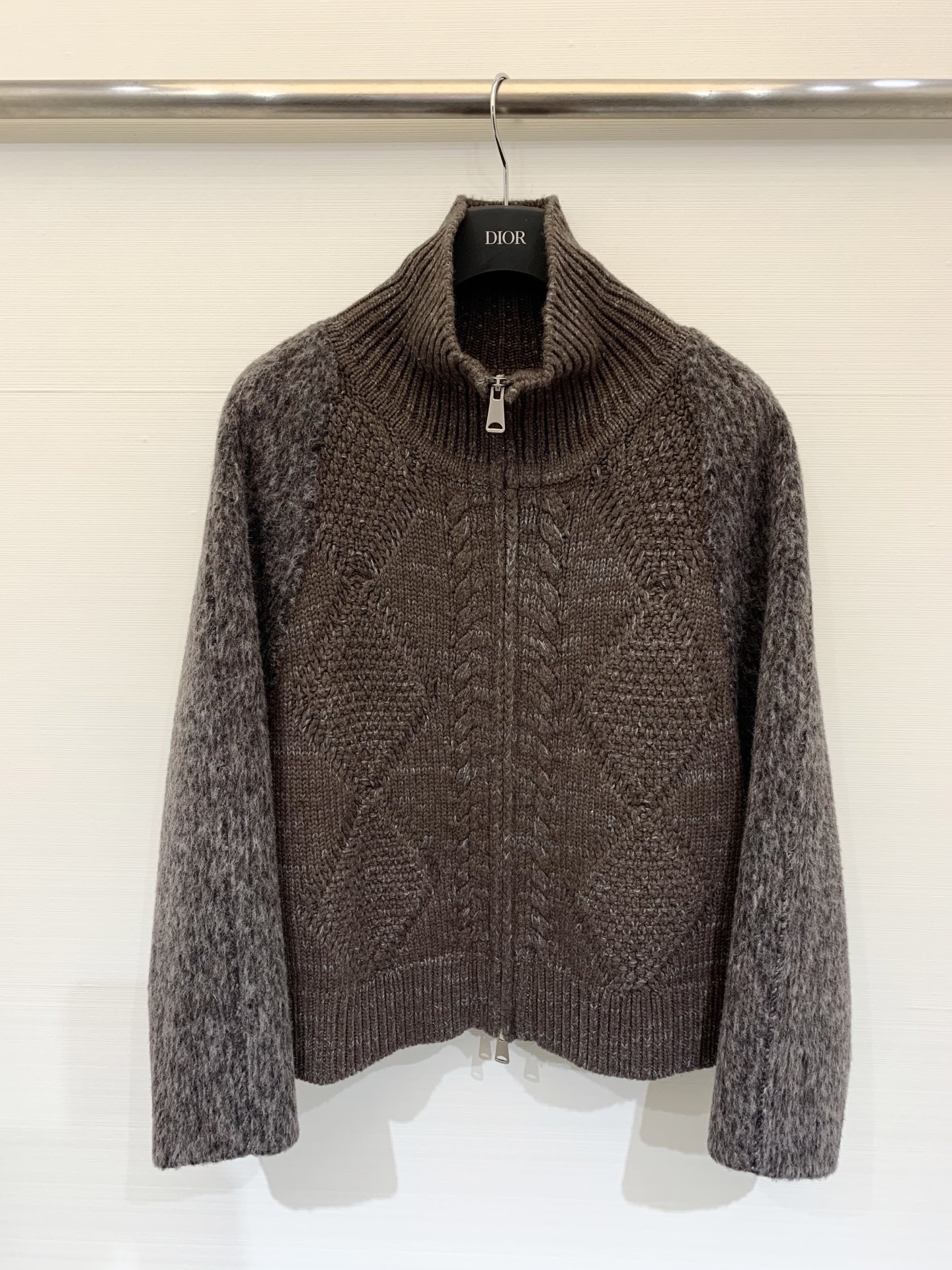 LP 秋冬新款 翻领针织拼羊毛呢外套 定制10%羊绒90%羊毛面料 针织采用扭花工艺 雪花纱全毛的面料 