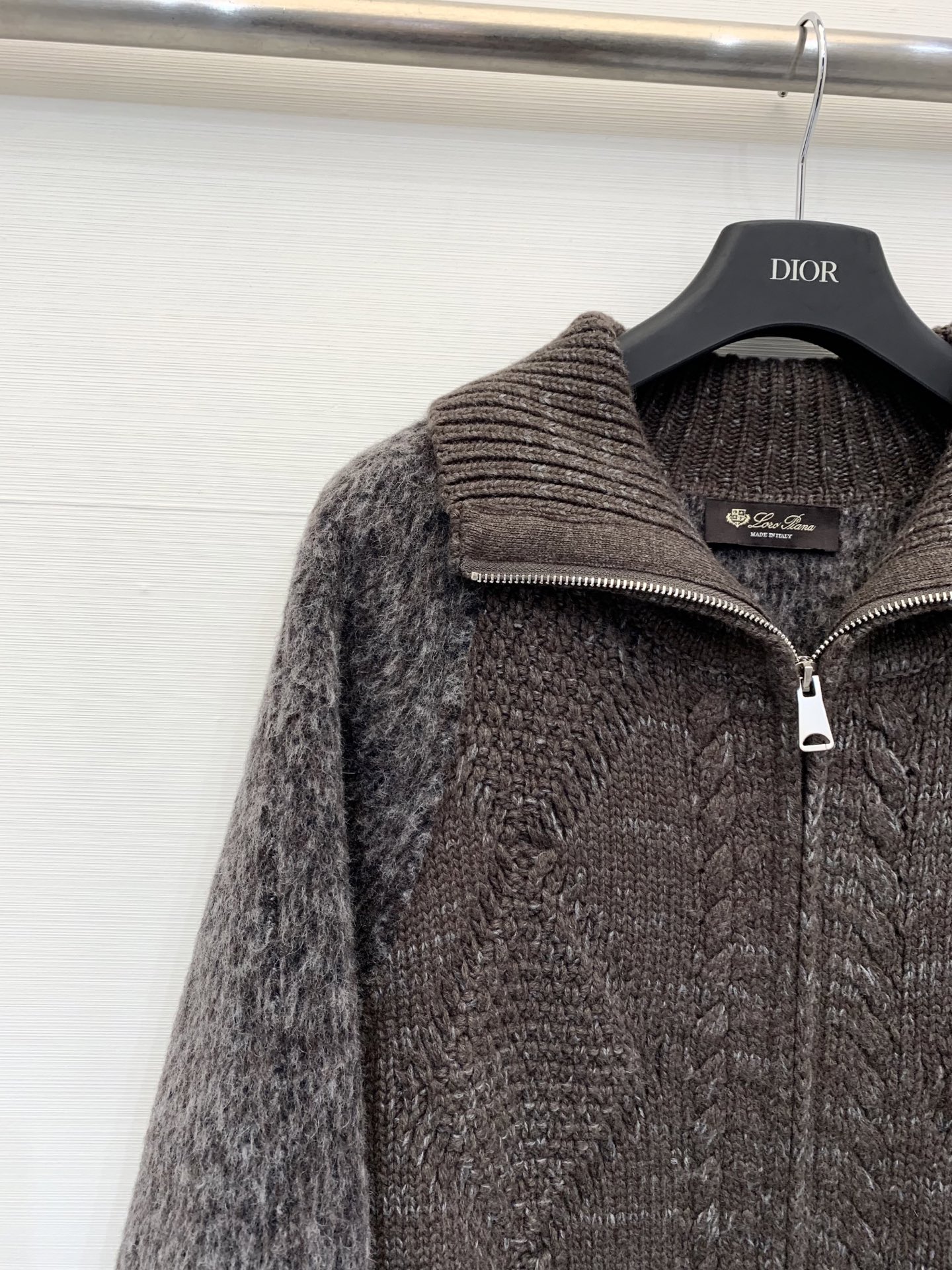 LP 秋冬新款 翻领针织拼羊毛呢外套 定制10%羊绒90%羊毛面料 针织采用扭花工艺 雪花纱全毛的面料 