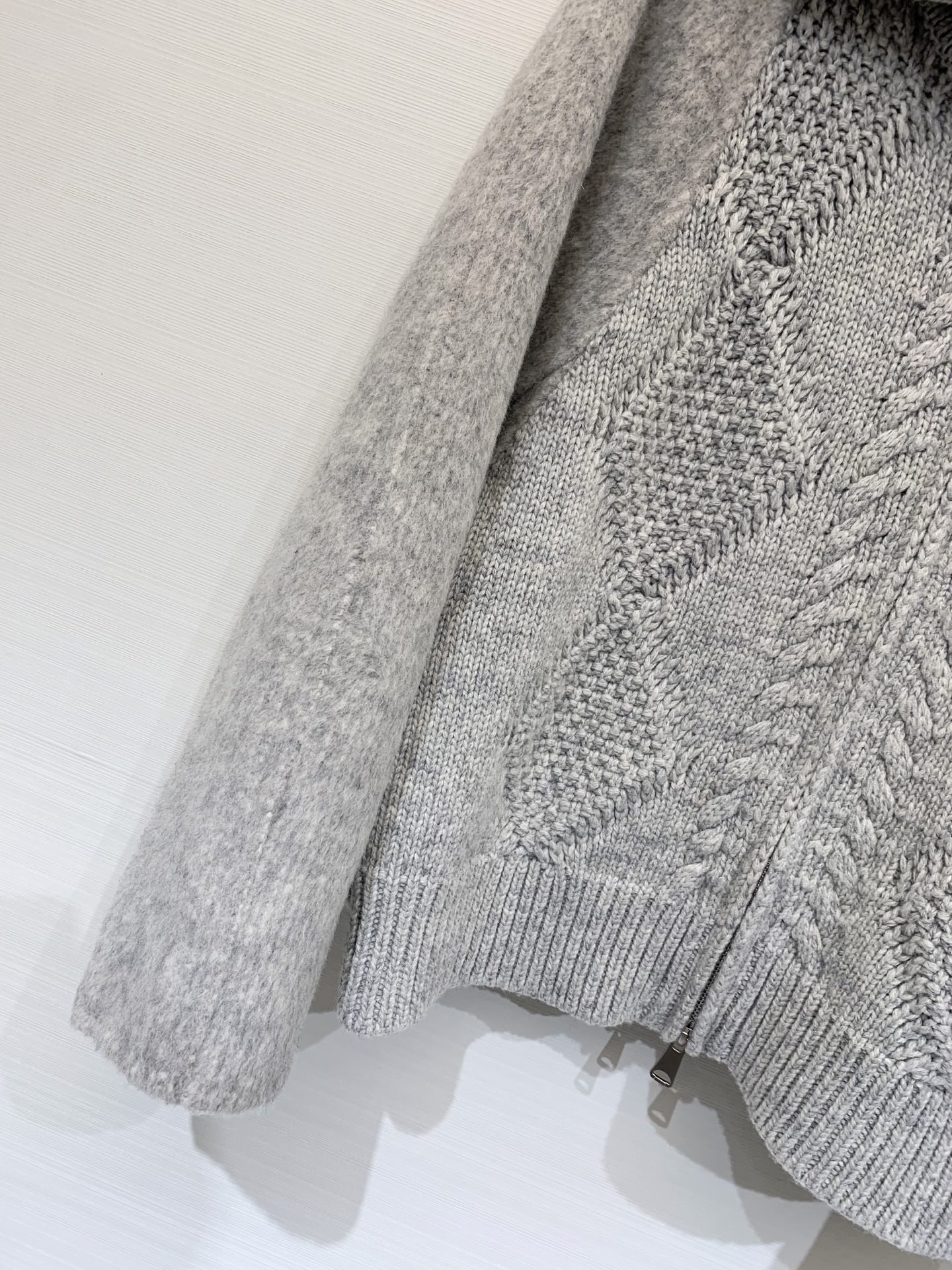 LP 秋冬新款 翻领针织拼羊毛呢外套 定制10%羊绒90%羊毛面料 针织采用扭花工艺 雪花纱全毛的面料 