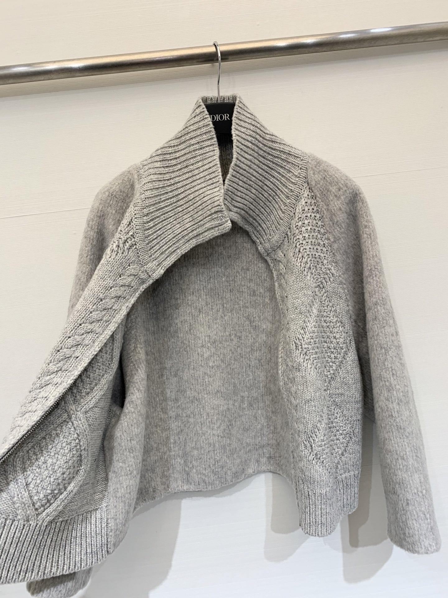 LP 秋冬新款 翻领针织拼羊毛呢外套 定制10%羊绒90%羊毛面料 针织采用扭花工艺 雪花纱全毛的面料 