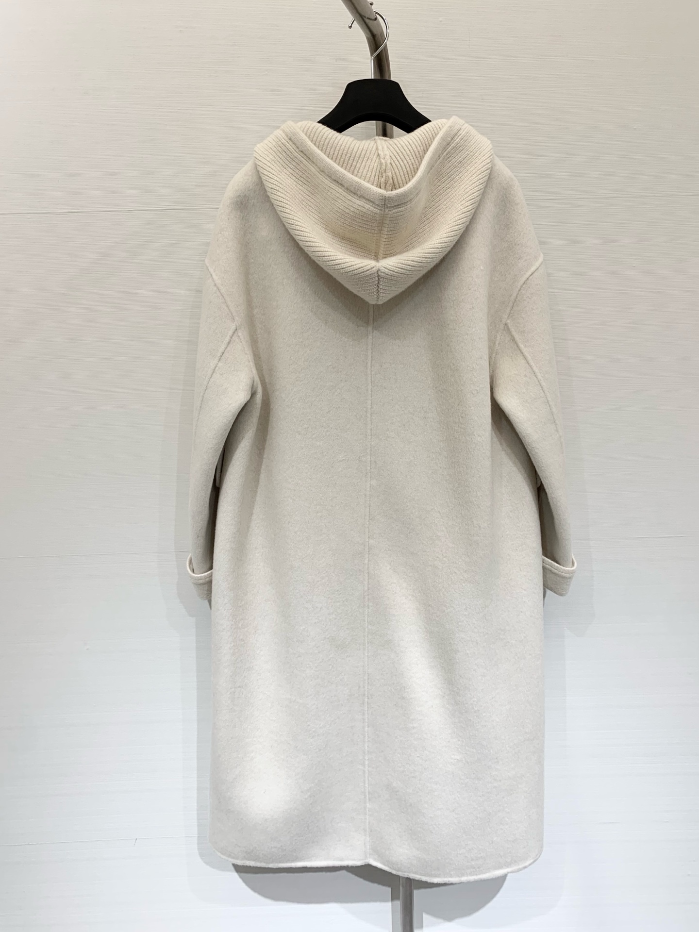 JILSANDER 25秋冬新品 高奢极简风两件套长款大衣 拼接针织连帽马甲+单排扣双面羊绒大衣 休闲高