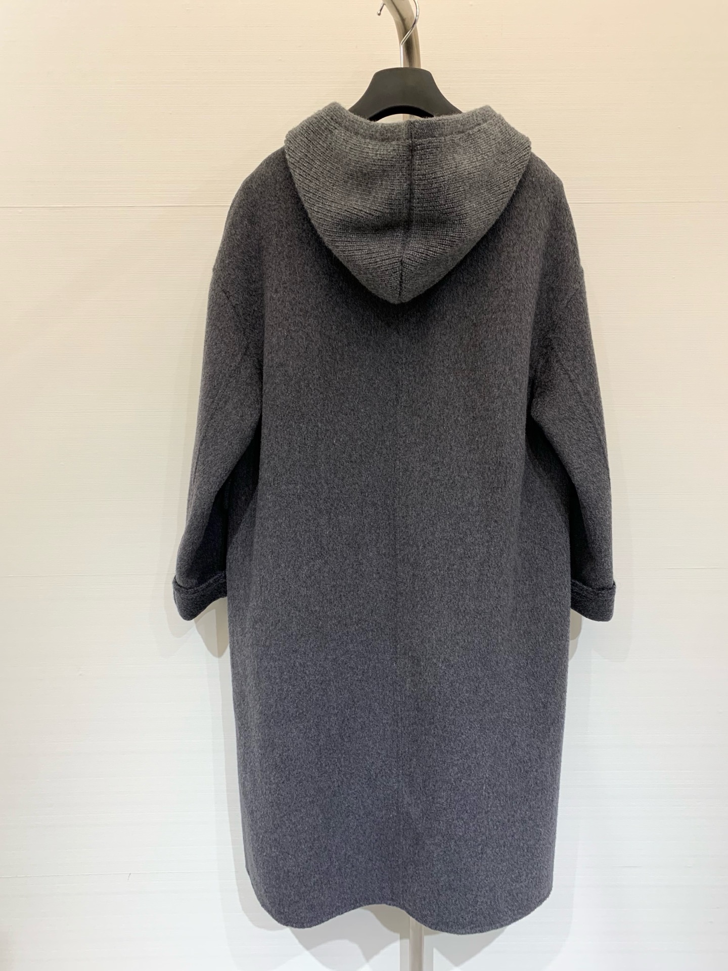 JILSANDER 25秋冬新品 高奢极简风两件套长款大衣 拼接针织连帽马甲+单排扣双面羊绒大衣 休闲高