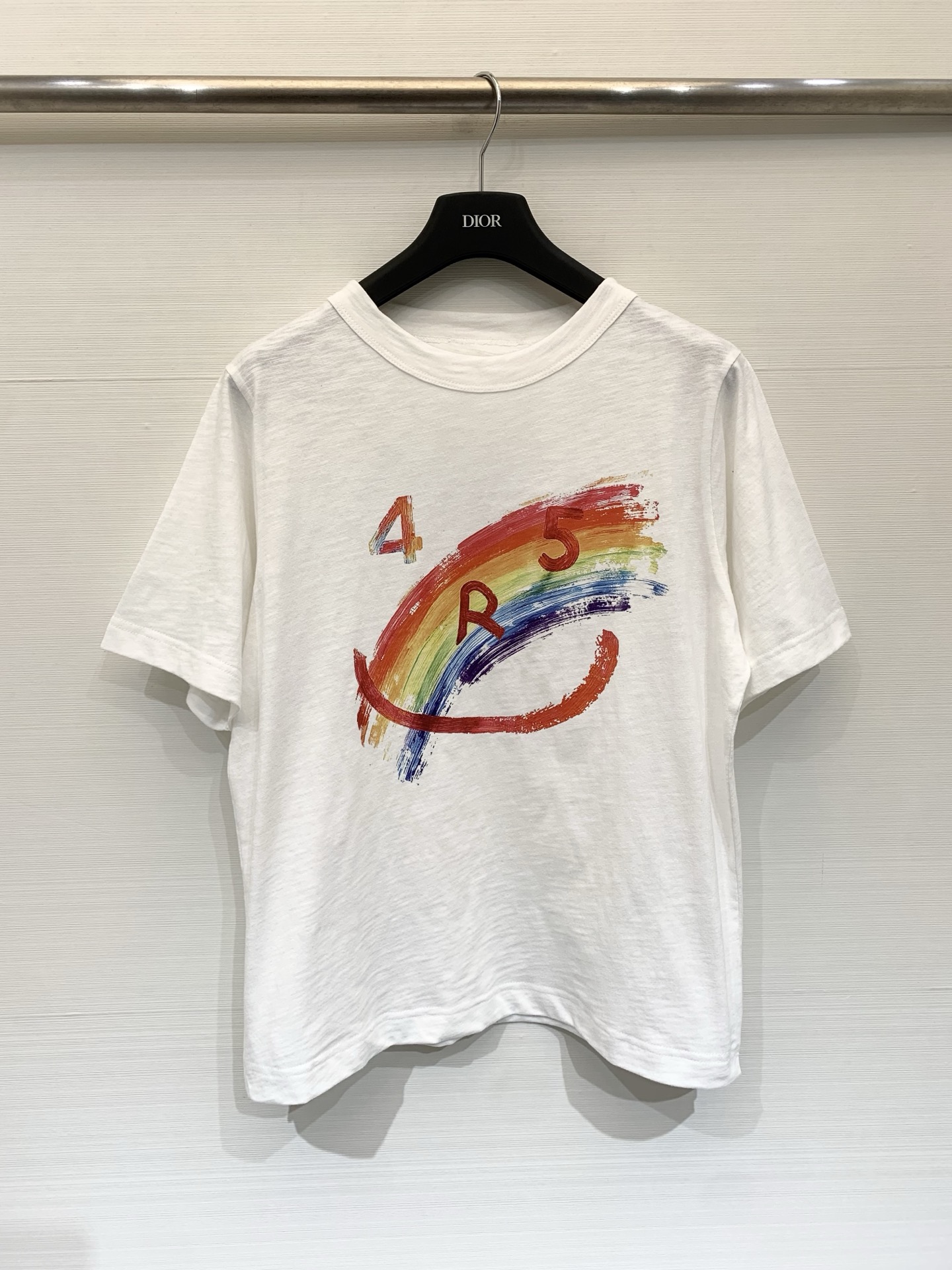 NO:795446,45R 26 spring and summer new style rainbow smiley face short-sleeved T-shirt yb custom combed slub yarn, cotton zero shrinkage can be dried, embroidered and printed patterns, embroidered star R on the back frame, color white black gray navy blue, code number XS-S-M-L-XL,, T-shirt, tees, t-shirt,1986090945R 26春夏新款 彩虹笑脸短袖T恤 yb定制精梳竹节纱,棉零缩率可烘干,刺绣和印花图案,后方框后刺绣星R 颜色白色 黑色 灰色 藏蓝,码数XS-S-M-L-XL,,T-shirt,tees，t-shirt,,Women's clothing