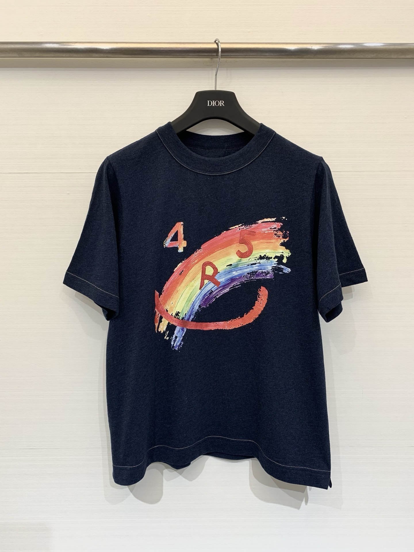 NO:795452,45R 26 spring and summer new style rainbow smiley face short-sleeved T-shirt yb custom combed slub yarn, cotton zero shrinkage can be dried, embroidered and printed patterns, embroidered star R on the back frame, color white black gray navy blue, code number XS-S-M-L-XL,, T-shirt, tees, t-shirt,1986090945R 26春夏新款 彩虹笑脸短袖T恤 yb定制精梳竹节纱,棉零缩率可烘干,刺绣和印花图案,后方框后刺绣星R 颜色白色 黑色 灰色 藏蓝,码数XS-S-M-L-XL,,T-shirt,tees，t-shirt,,Women's clothing
