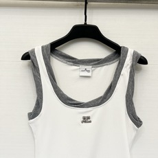 「Courreges 26夏季新款 纽带撞色背心」短款修身剪裁,利落收腰版型,双层撞色假两件,白色主体+ 「Courreges 26夏季新款 纽带撞色背心」短款修身剪裁,利落收腰版型,双层撞色假两件,白色主体+