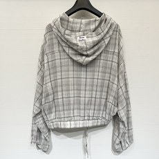 「AcneStudios 格纹抽绳短款连帽防晒长袖」 超薄质感,短款宽松落肩版型,慵懒松弛的休闲风,下摆 「AcneStudios 格纹抽绳短款连帽防晒长袖」 超薄质感,短款宽松落肩版型,慵懒松弛的休闲风,下摆