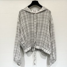 「AcneStudios 格纹抽绳短款连帽防晒长袖」 超薄质感,短款宽松落肩版型,慵懒松弛的休闲风,下摆 「AcneStudios 格纹抽绳短款连帽防晒长袖」 超薄质感,短款宽松落肩版型,慵懒松弛的休闲风,下摆