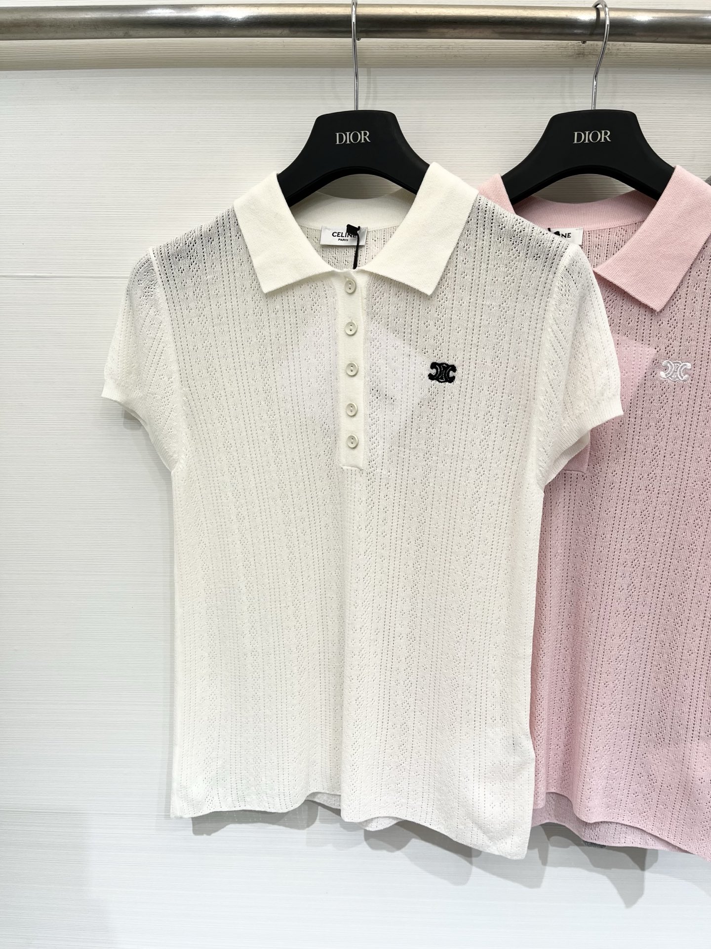 Celine 26夏季新款 薄款Polo领针织短袖 Logo图案修饰点缀 上身高级氛围感🈵️🈵️ 三色S
