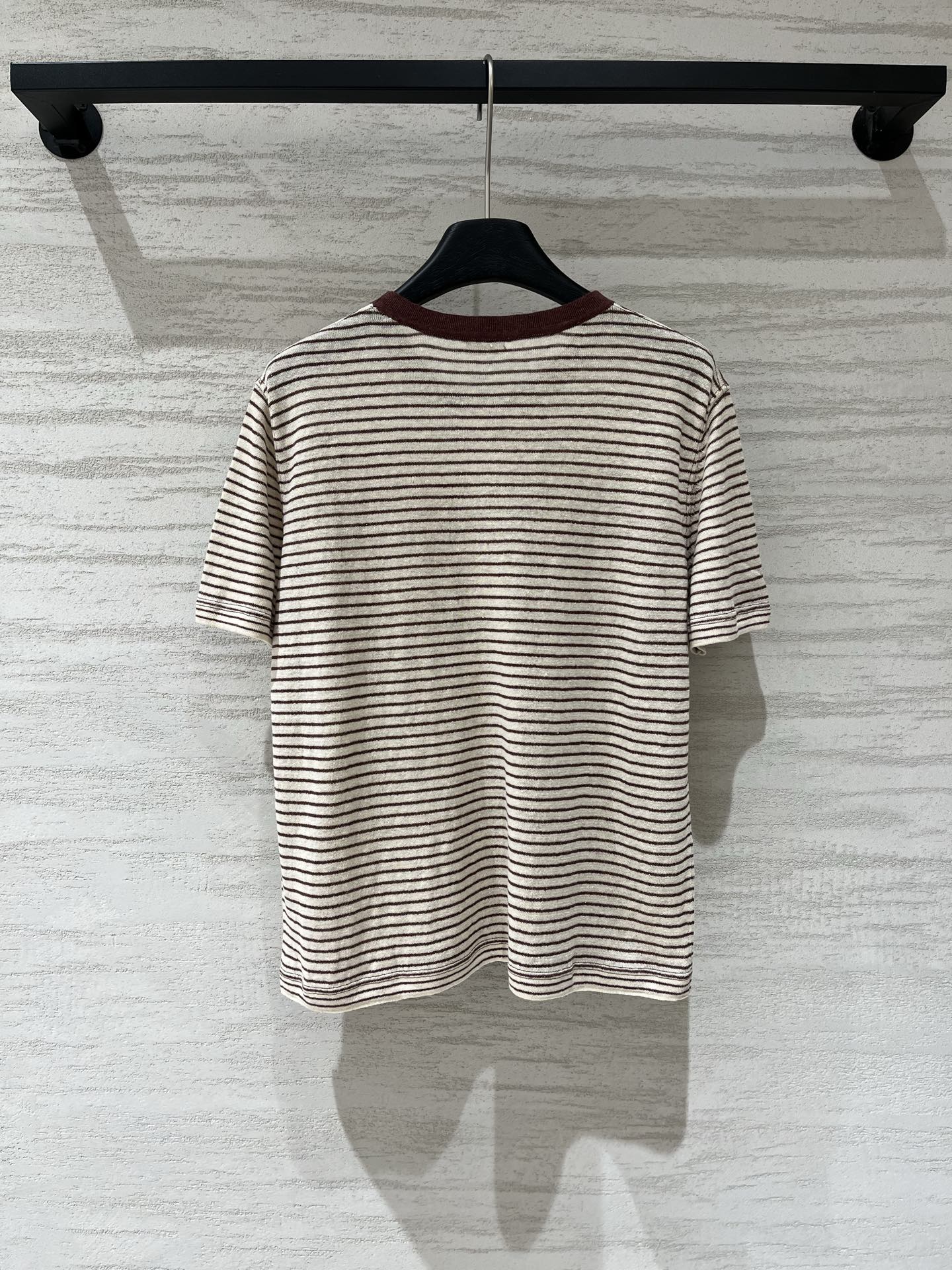 BC 26夏季新款 超细亚麻针条纹假口袋车链饰品条短袖，yb1:1定制100%亚麻面料，透气舒适，自带清