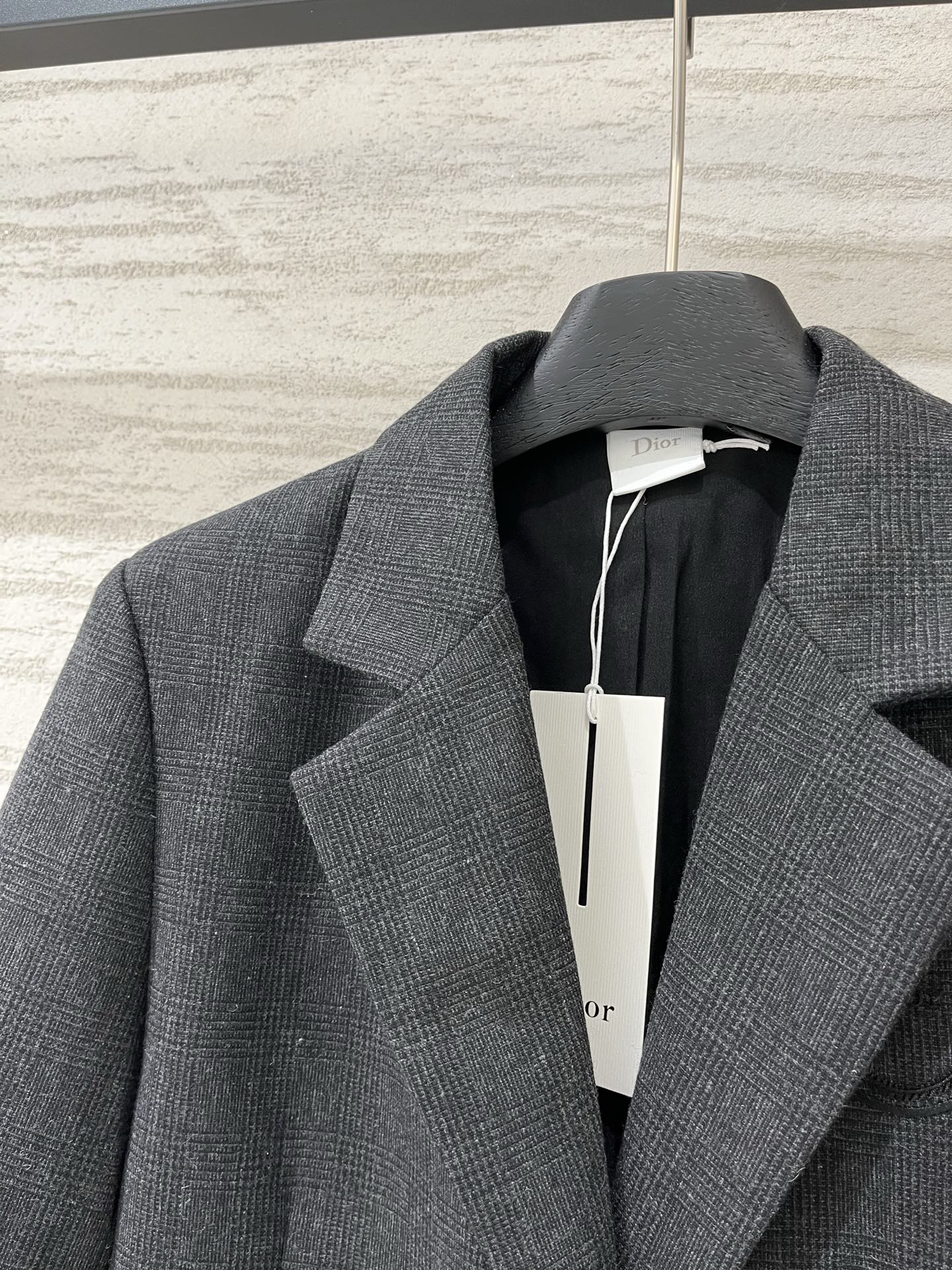 Dior Dark Grey Check Two-button Wool Blazer