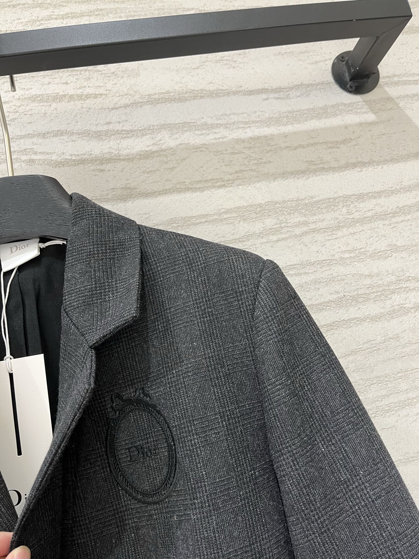 Dior Dark Grey Check Two-button Wool Blazer