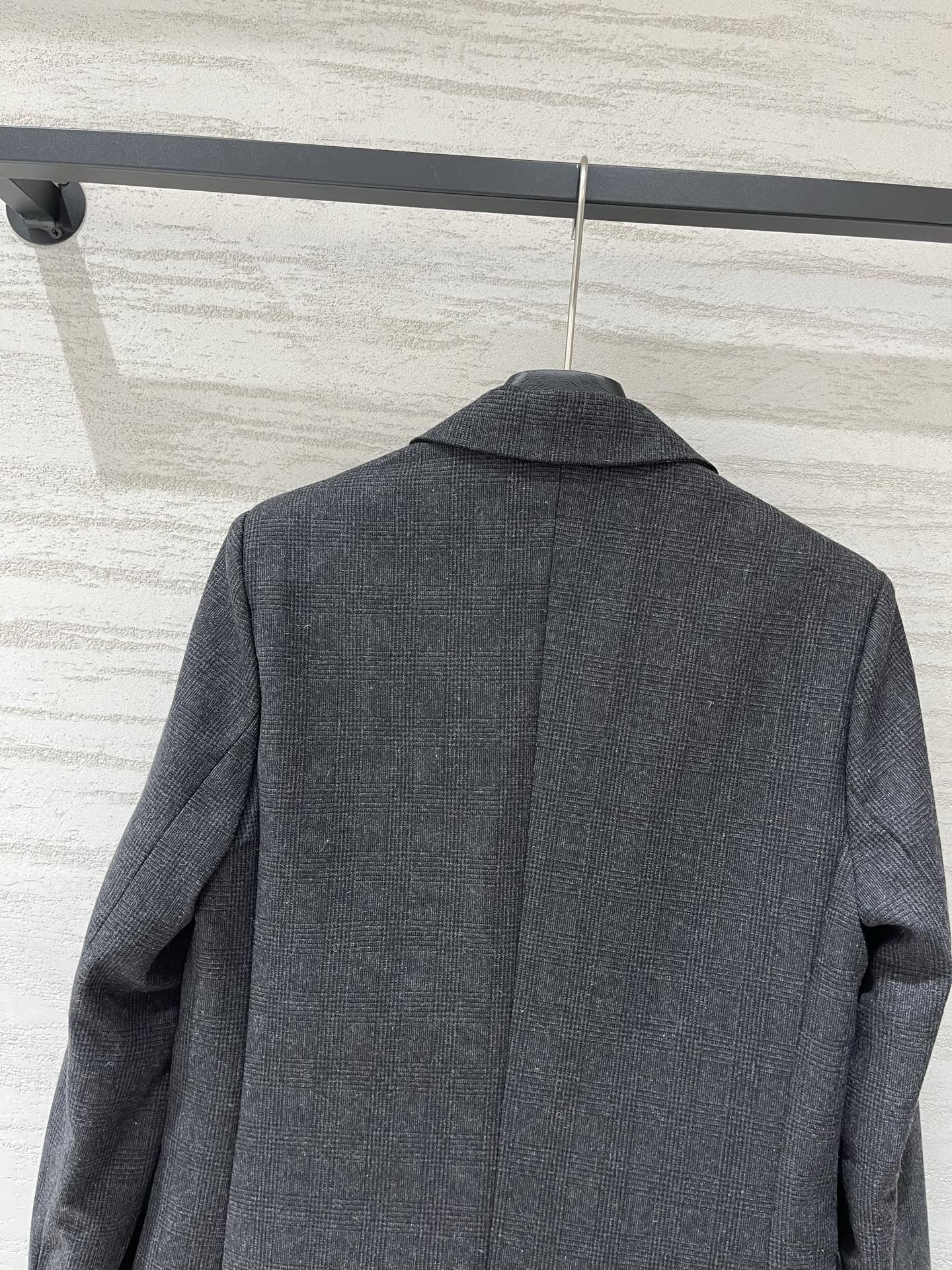 Dior Dark Grey Check Two-button Wool Blazer