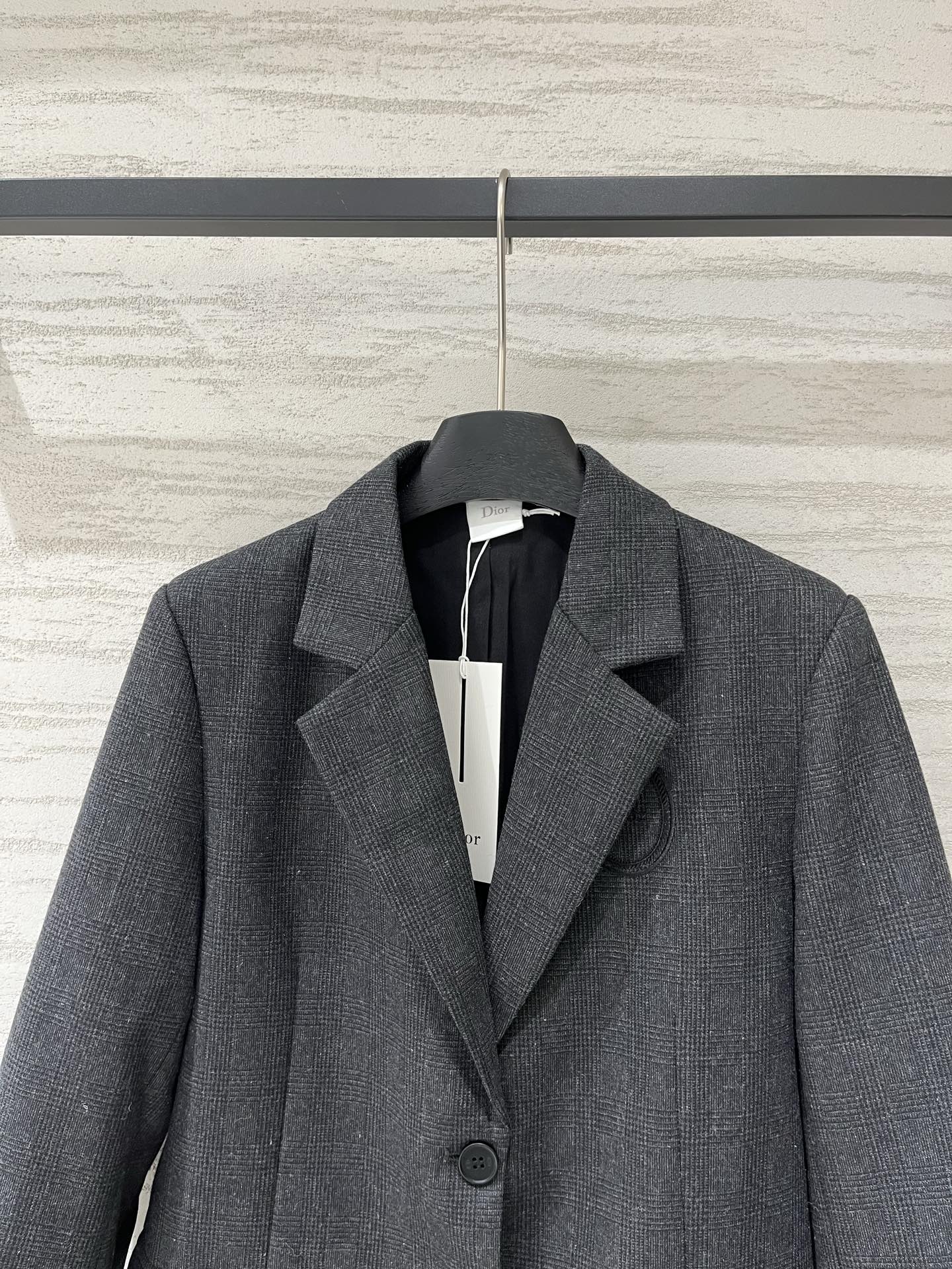 Dior Dark Grey Check Two-button Wool Blazer