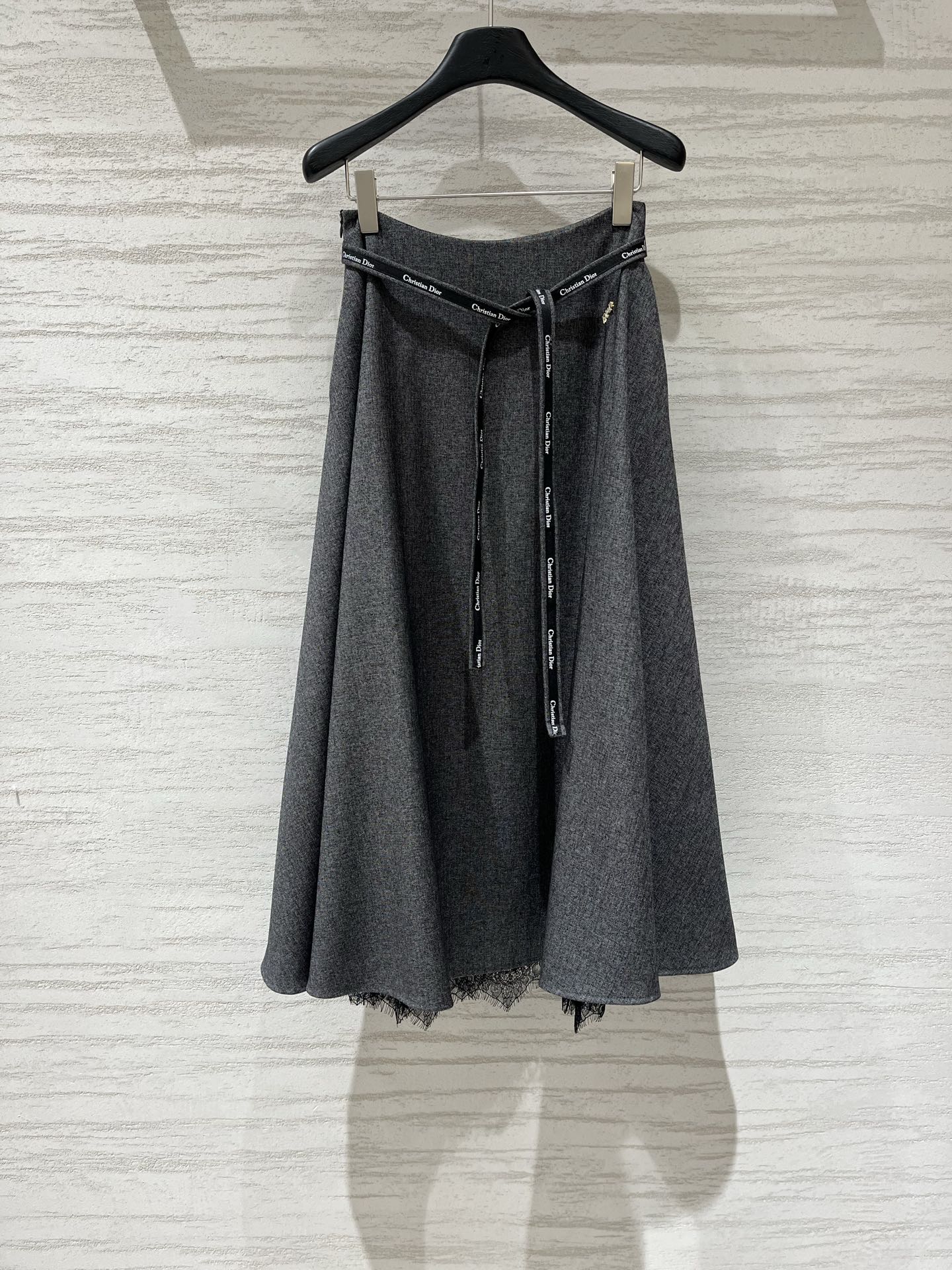 Dior Gray Belted Flared Skirt