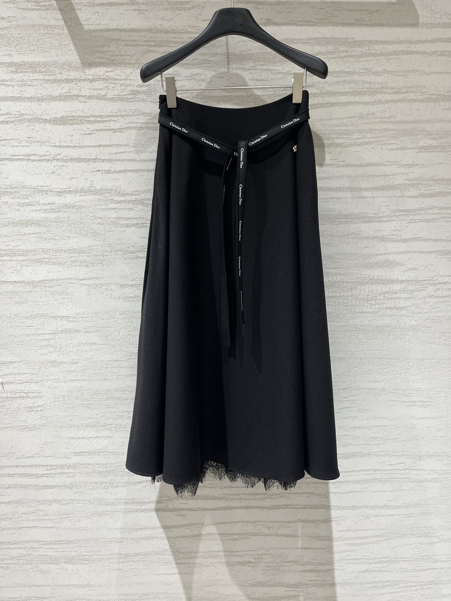 Dior Black Belted Flared Skirt