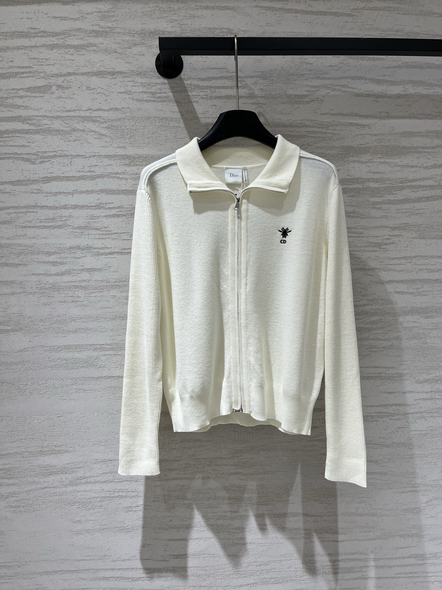 Dior Cream Zip Collar Cardigan