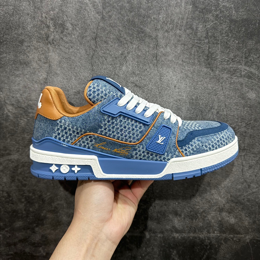 LOUIS VUITTON Trainer LV 携手 NK 耐克再度联名 路易威登 NK 耐克联名款  蓝色印花牛仔