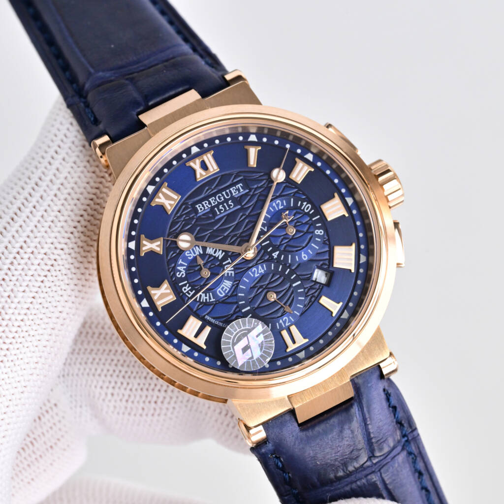 NO:641176,Produced by CF, white shell, gold shell, crocodile skin, CF Factory, meticulously crafted, elegant and dynamic. The Breguet B complex multi-function series 5527BB makes its grand debut. It is the first nautical complex watch launched so far. It uses ultra-complex craftsmanship to create a casual sports watch. 1. The small body and high energy have the following functions: 9 o'clock day function, 6 o'clock 24-hour display, 3 o'clock month function. All functions can be used normally.  2. The movement adopts a replica Cal.582QA self-winding movement. On the premise of achieving a realistic appearance, the functions are perfectly interpreted. 3. An independent watchmaker, a modification master, enthusiastically participates in customizing and modifying the dial color, adding an interesting soul to the unique watch!  A masterpiece of craftsmanship. Welcome all watch friends to taste it!  Luxurious and exquisite recommended men's multifunctional mechanical watch. The best luxury recommendation for gift giving, please look for CF exclusive quality, breguet, crocodile skin19860909CF 出品 白壳 金壳 鳄鱼皮 CF Factory 精雕细琢,雅动合一.宝玑 B 复杂多功能系列5527BB重磅登场,迄今推出的首款航海复杂腕表,以超复杂的工艺技术打造休闲运动腕表. 1小身板大能量尽揽以下功能∶9点位星期功能 6点位24小时显示 3点位月份功能 .所有功能都可正常使用 2机芯采用复刻版Cal.582QA自动上链机芯,在实现外观的逼真前提下,功能一并完美诠释. 3改装大师独立制表人,倾情参与定制改装表盘颜色,给予独一无二的腕表增添有趣的灵魂！ 匠心力作 欢迎各位表友品鉴！奢华精致推荐男士多功能机械腕表 送礼最佳奢华推荐请认准CF独家品质,,breguet,crocodile skin,Watch
